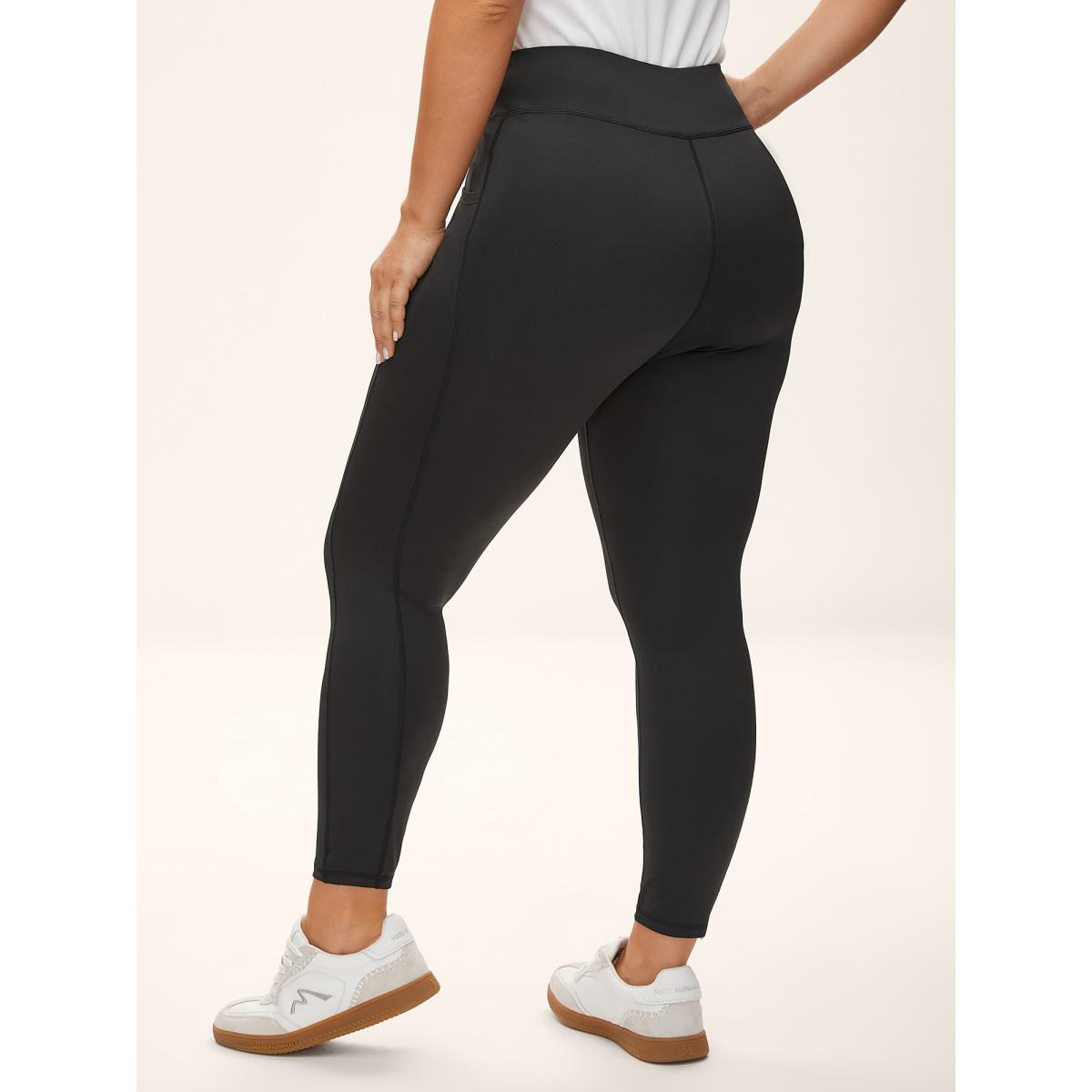 Plus Size Stretchy Wide-Waistband Tight-Fit Leggings Women Black Casual Leggings BloomChic 10/M Product Image