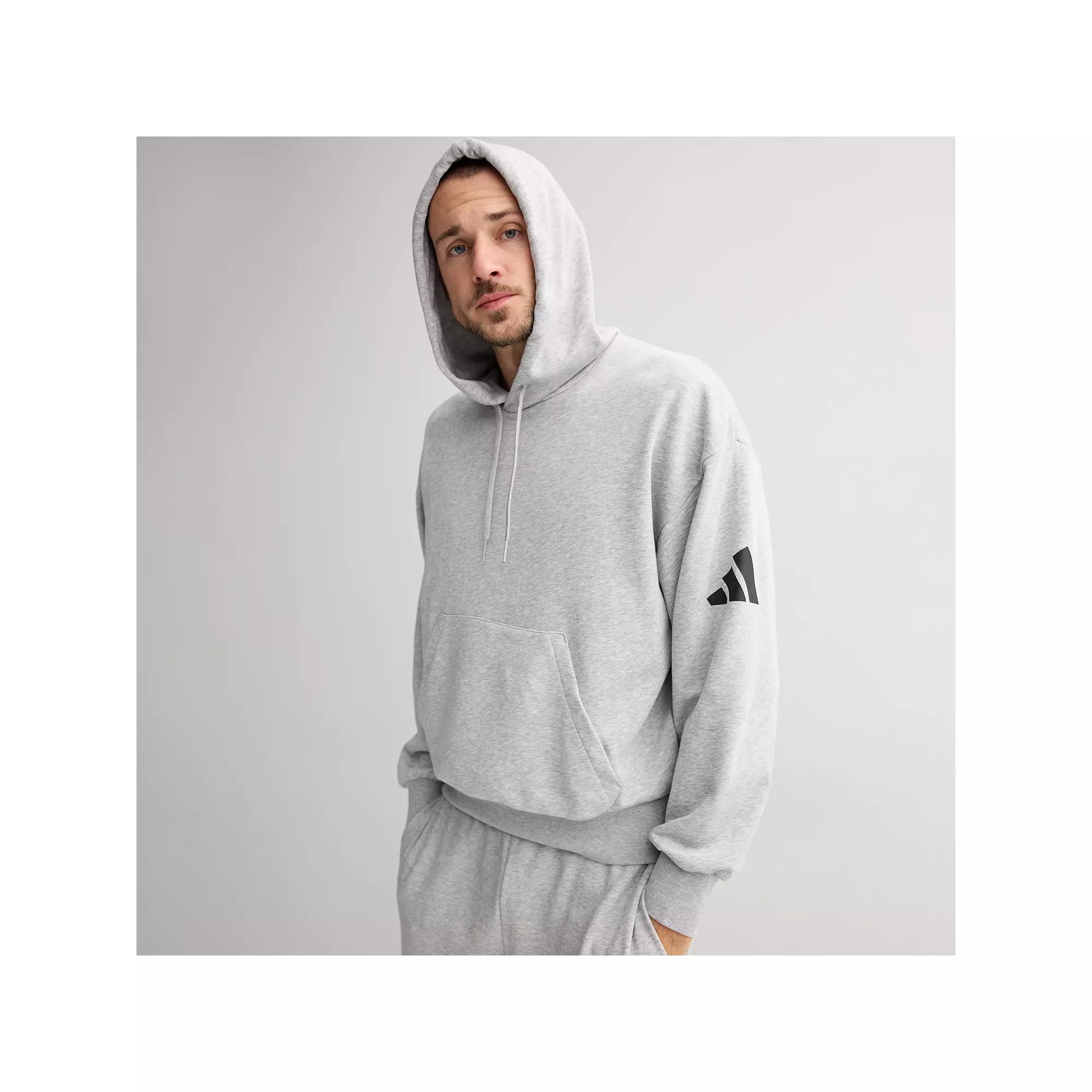 Men's adidas Essentials 3-Bar Terry Sportswear Hoodie, Size: Large, Medium Grey Grey Product Image