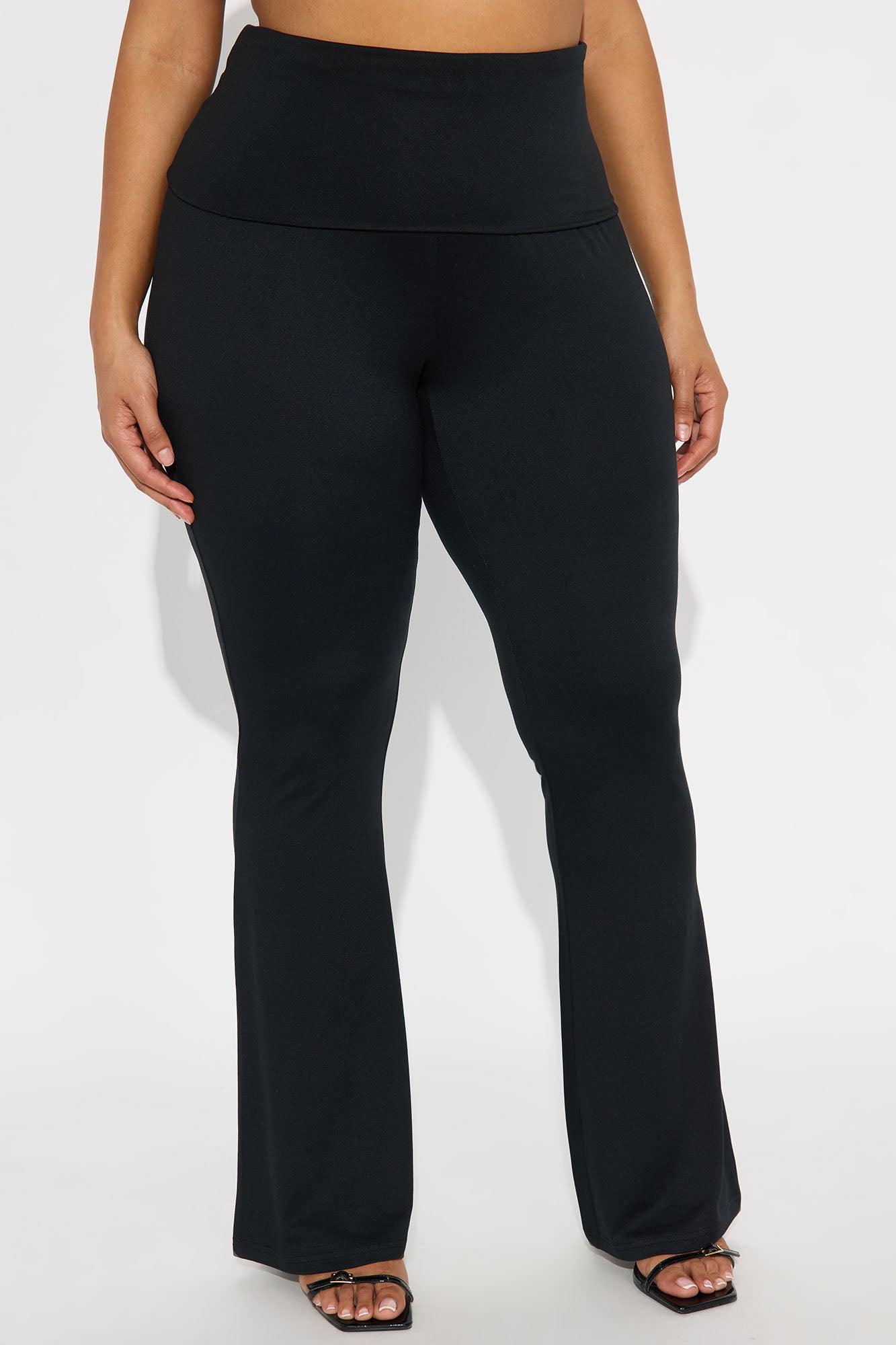 Lookin' Flawless Foldover Waistband Rhinestone Flare Pant - Black Female Product Image