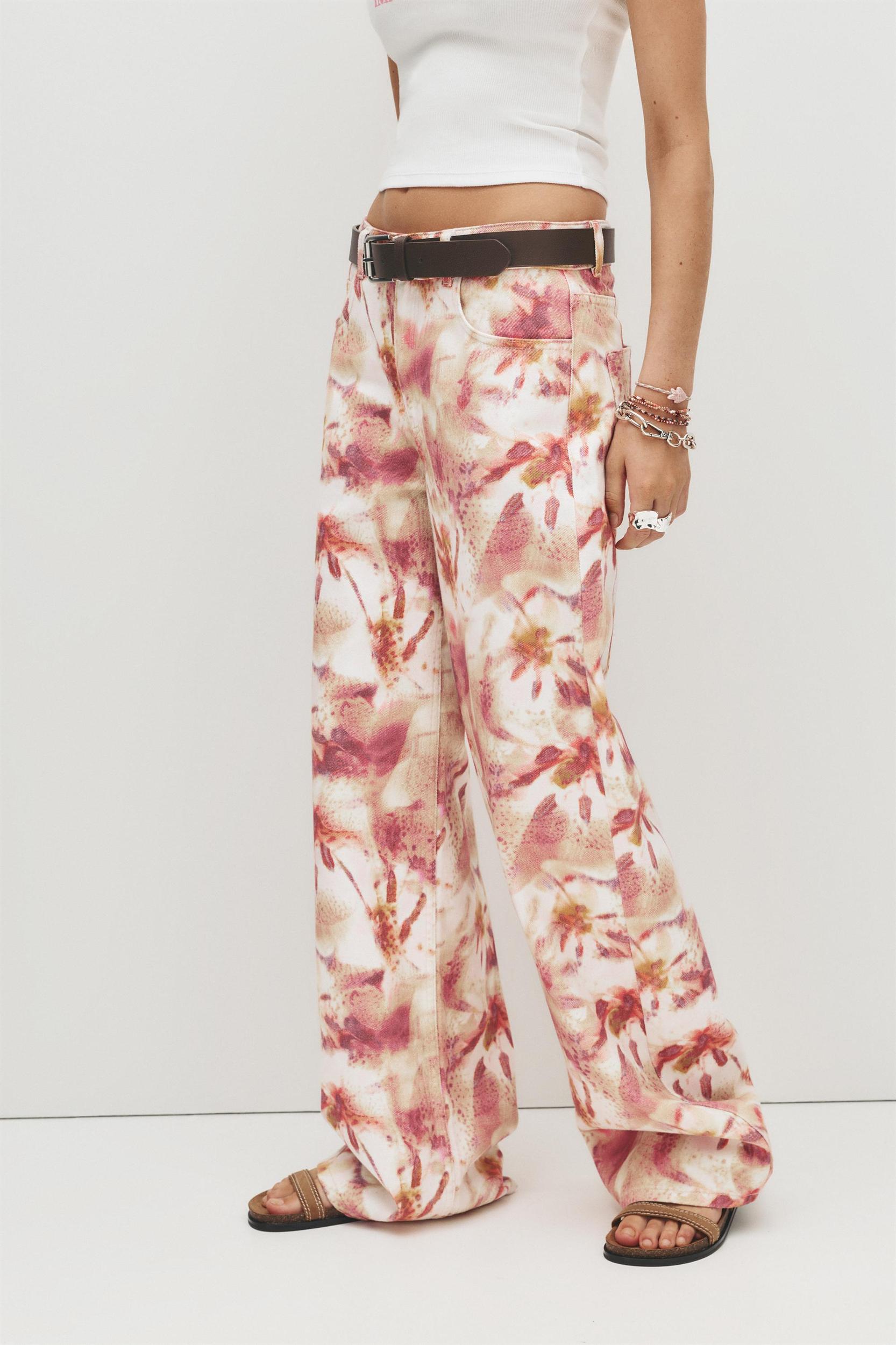 Floral print baggy jeans Product Image