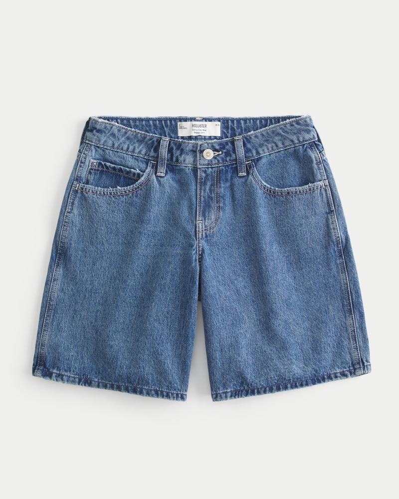 Curvy Low-Rise Washed Black Baggy Jort Product Image