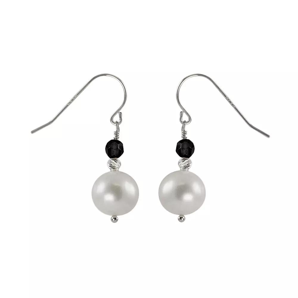 PearLustre by Imperial Sterling Silver Freshwater Cultured Pearl and Garnet Bead Drop Earrings, Women's Product Image