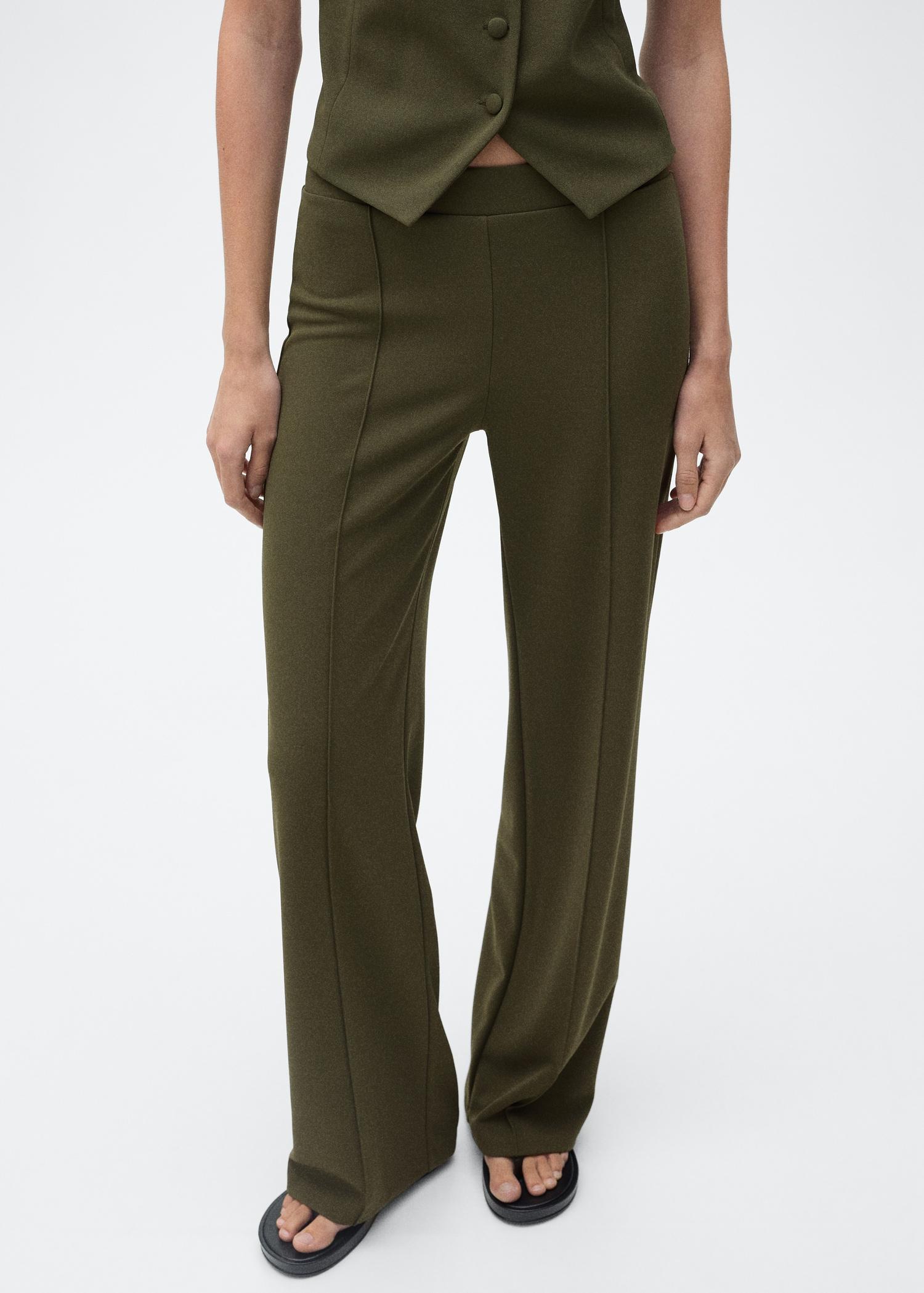Straight knitted pants - Women | MANGO USA Product Image