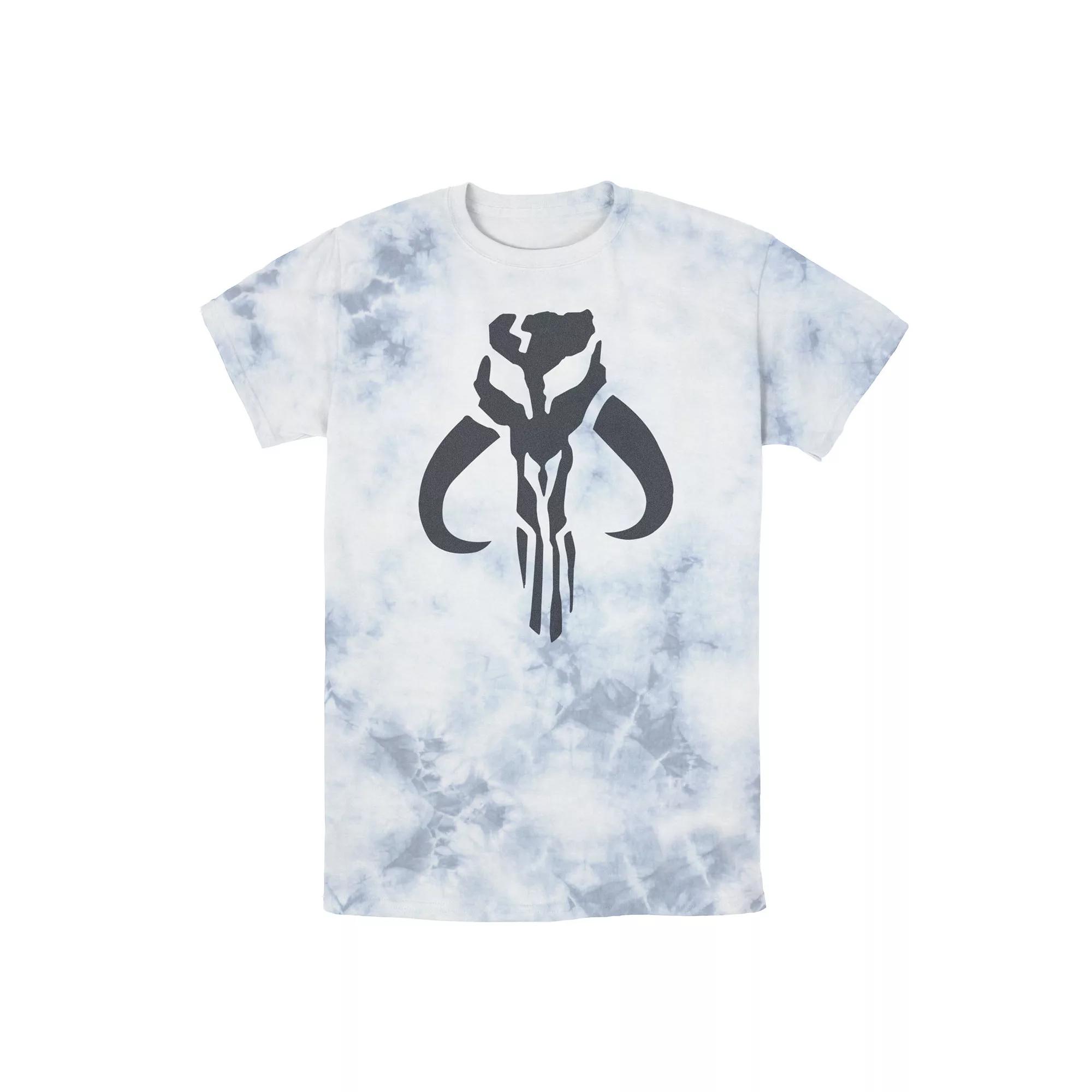 Men's Star Wars The Mandalorian Mythosaur Skull Logo Tee, Boy's, Size: Small, White Blue Product Image