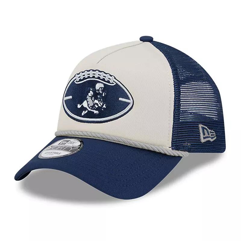Men's New Era Stone/Navy Dallas Cowboys 2024 Sideline Historic 9FORTY A-Frame Trucker Adjustable Hat, Team Product Image