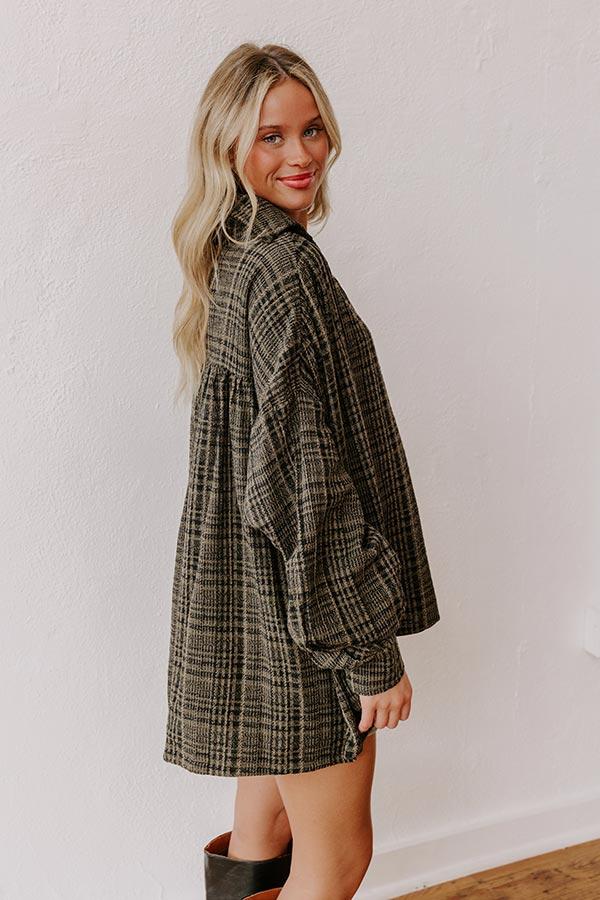 Rustic Vineyard Tweed Linen-Blend Top in Olive Product Image