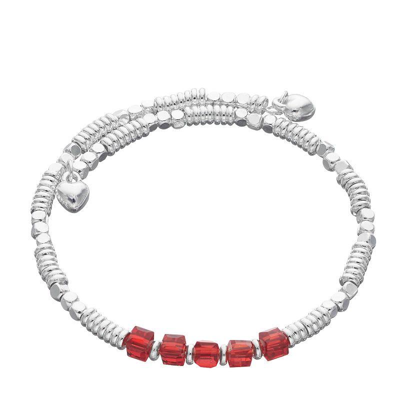 City Luxe Silver Tone Birthstone Beaded Bracelet, Women's, January Product Image