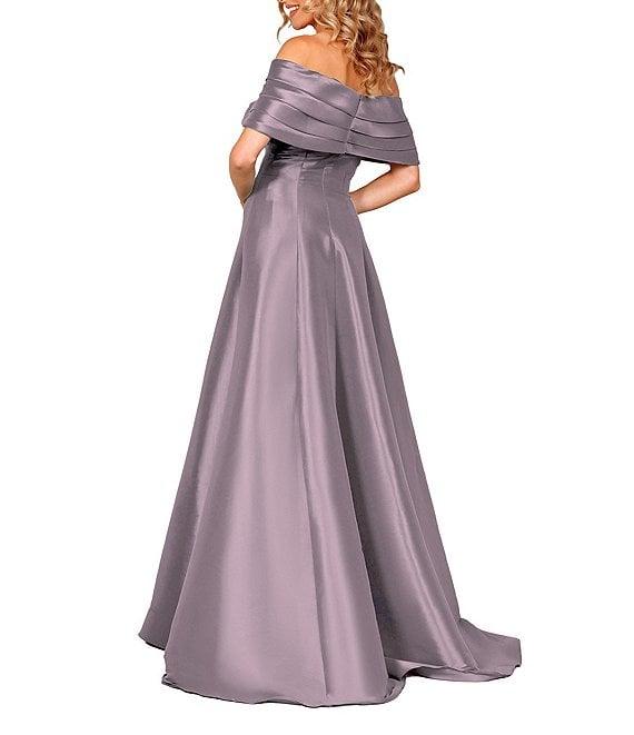 Terani Couture Pleated Off-the-Shoulder A-Line Gown Product Image