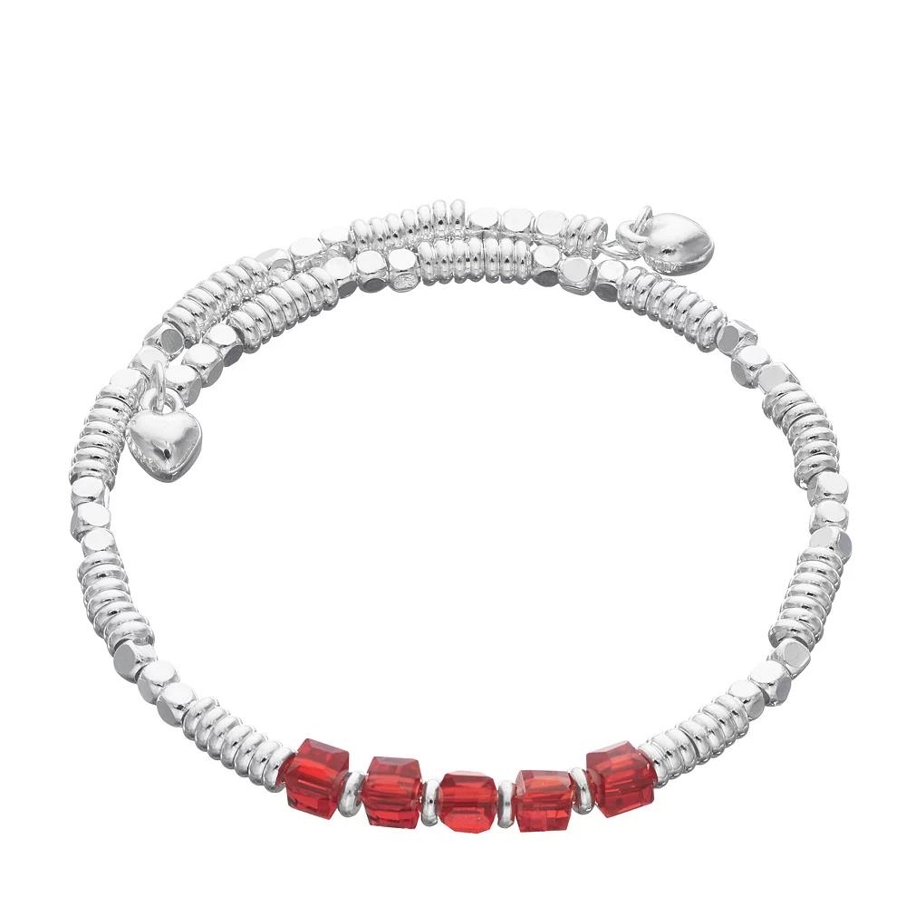City Luxe Silver Tone Birthstone Beaded Bracelet, Women's, January Product Image