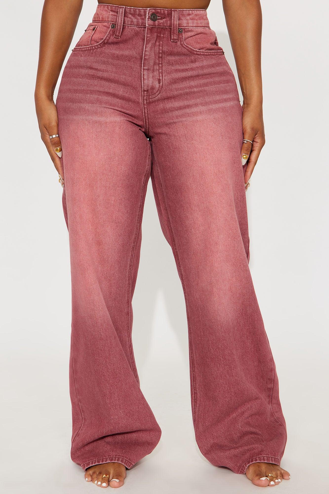 Slow Fade Straight Leg Jeans - Burgundy Female Product Image