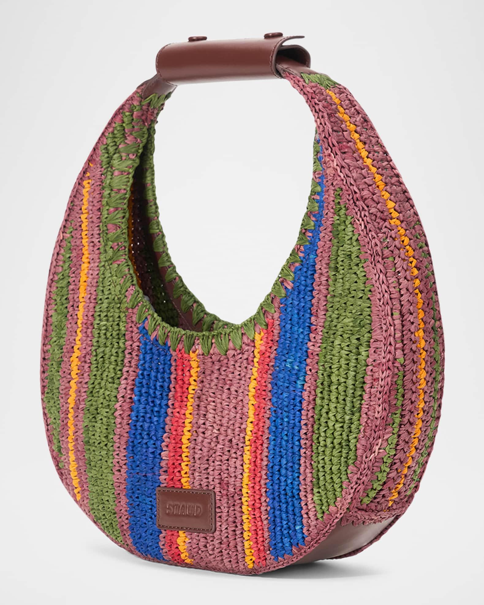 Moon Multicolor Striped Raffia Shoulder Bag Product Image