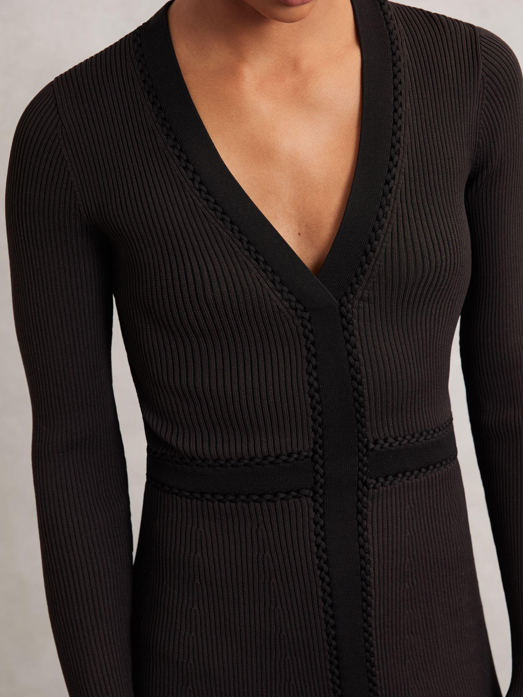 Knitted Dress in Chocolate Brown/Black Product Image