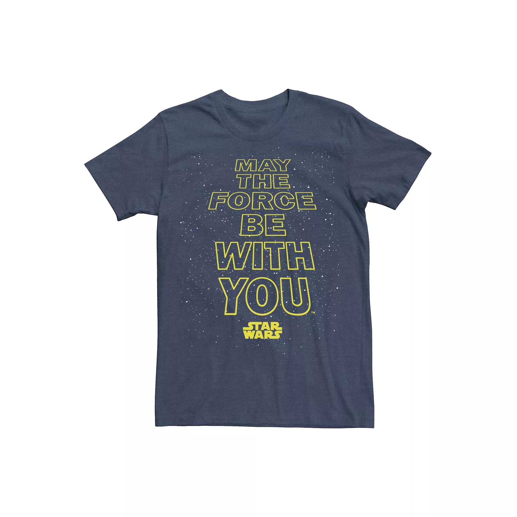 Men's Star Wars May The Force Be With You Classic Text Graphic Tee, Size: XXL, Navy Grey Product Image