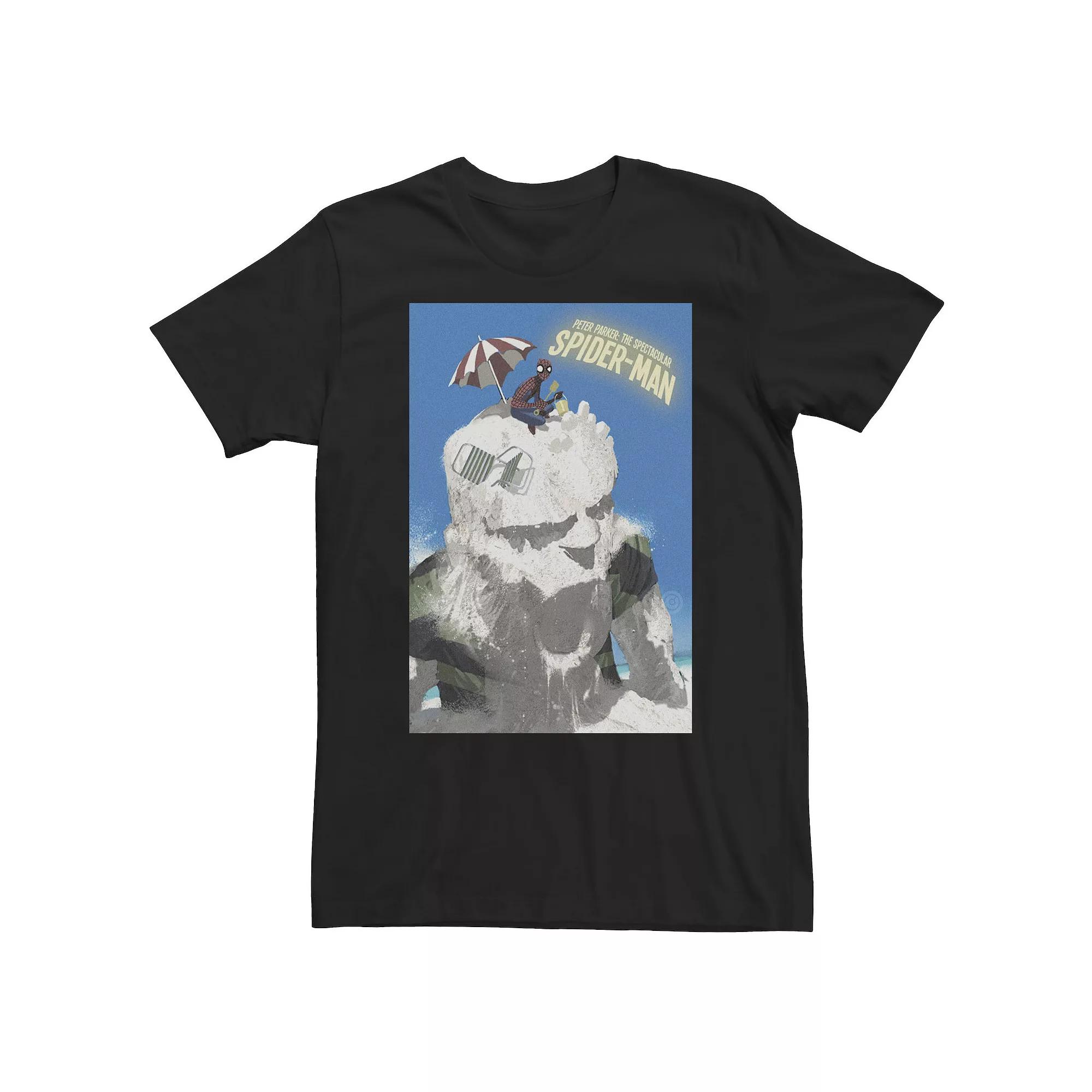 Big & Tall Marvel Spider-Man Sand Comic Cover Tee, Men's, Size: Large Tall, Black Product Image