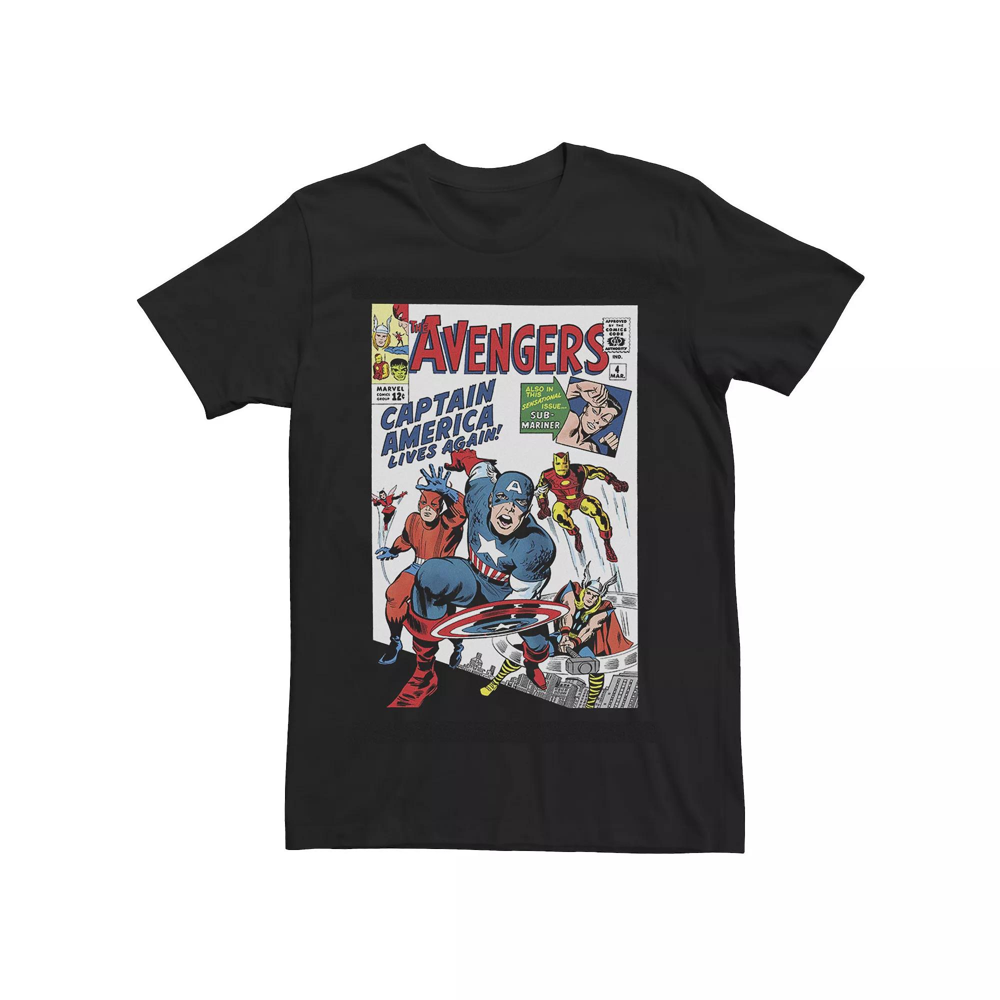 Men's Marvel Avengers Captain America Lives Again Comic Cover Tee,  Product Image