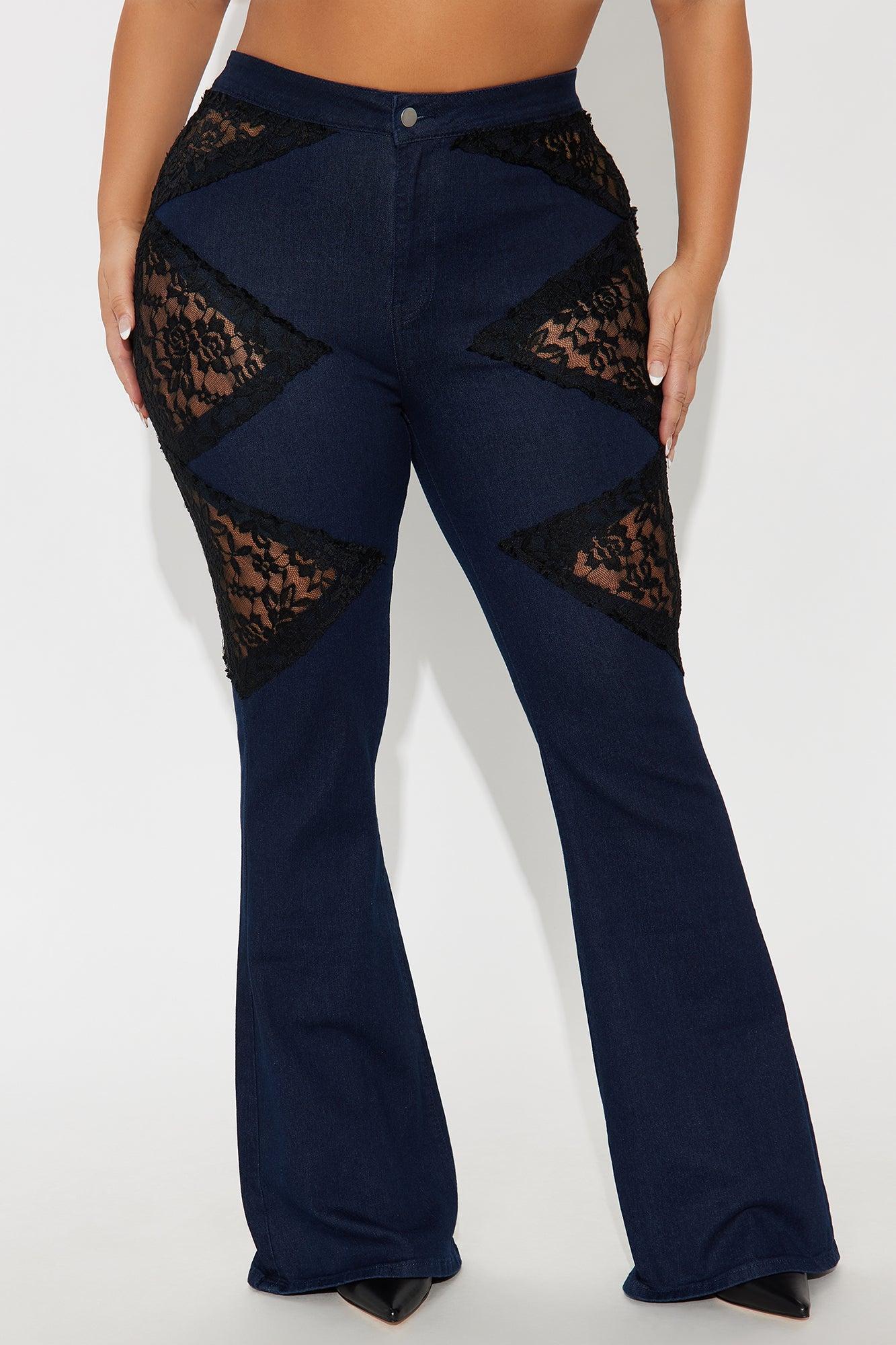 Day To Night Lace Flare Jeans - Dark Wash Female Product Image