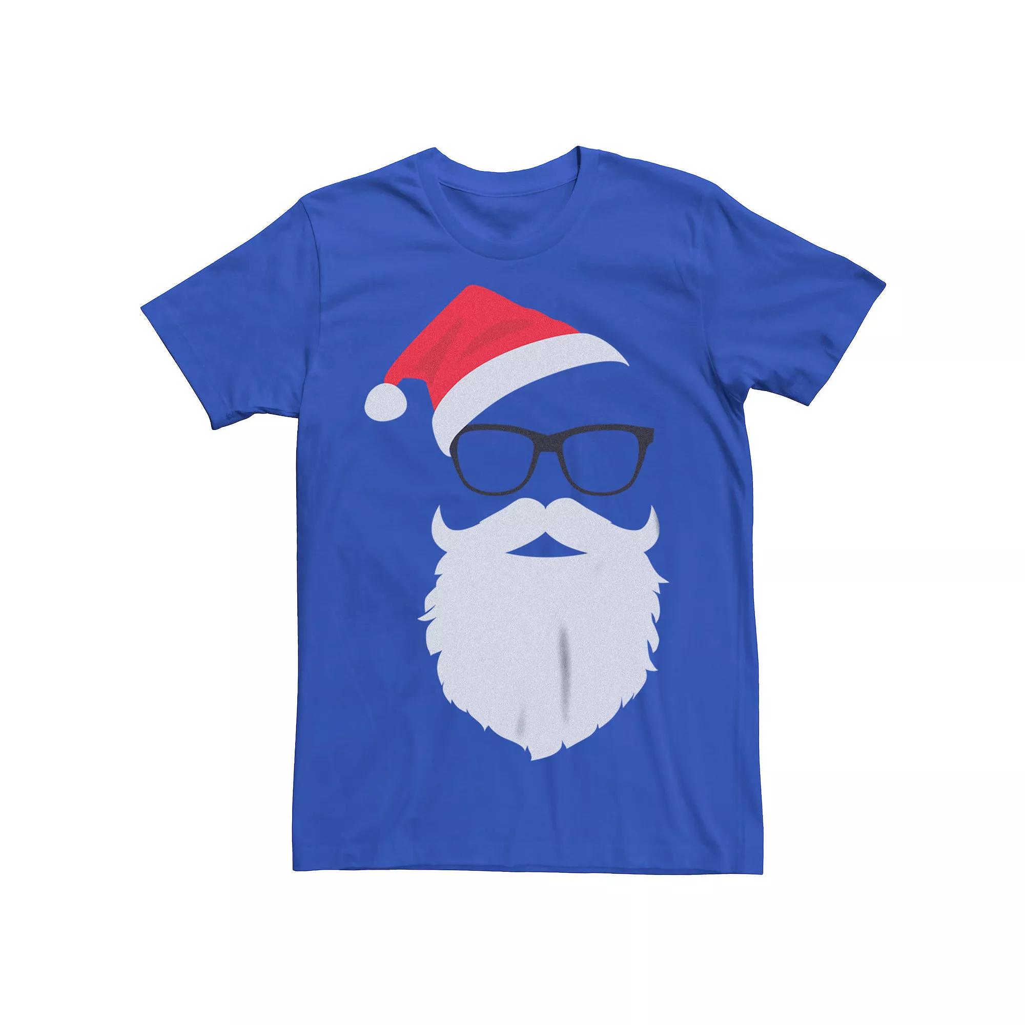 Men's Christmas Hipster Santa Graphic Tee,  Product Image