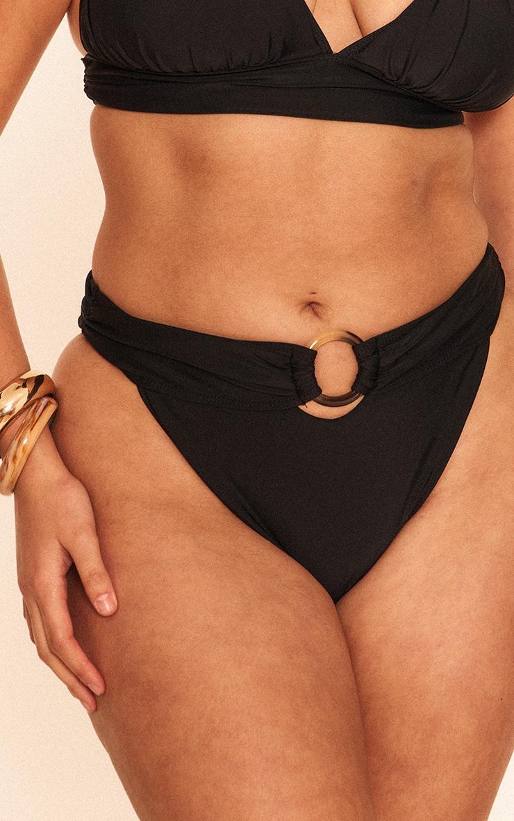Plus Black O Ring Detail Tanga Bikini Bottoms Product Image