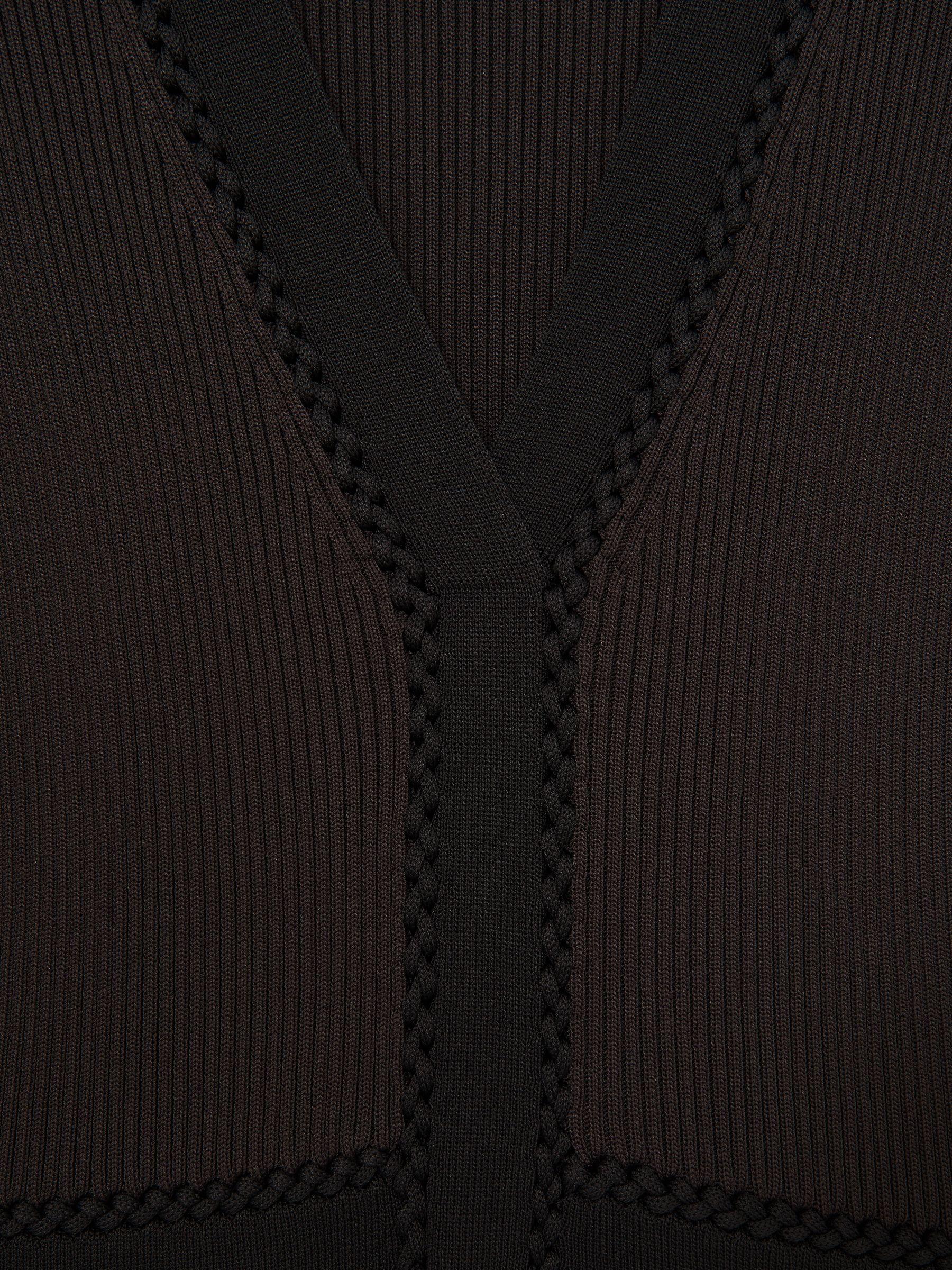 Knitted Dress in Chocolate Brown/Black Product Image