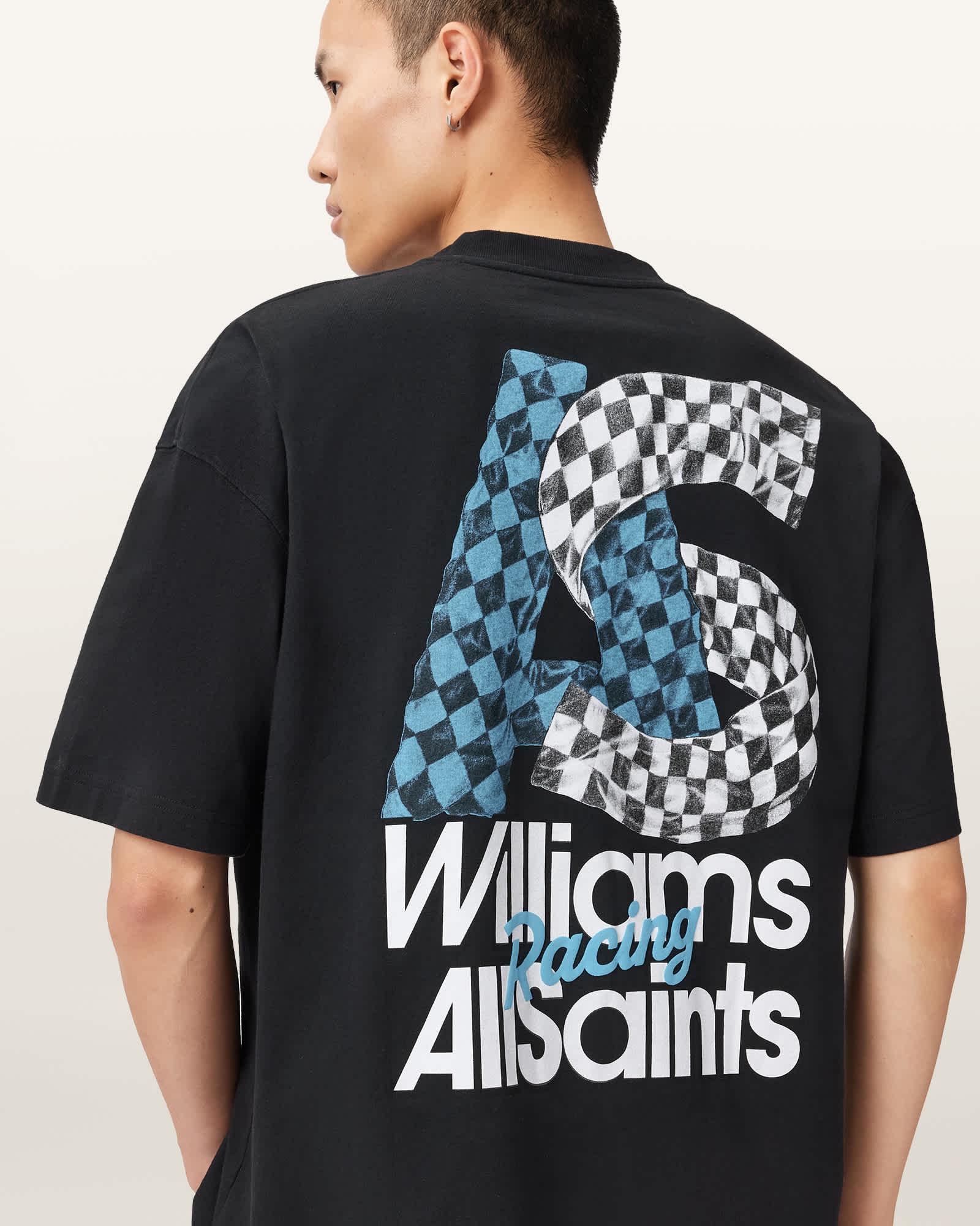 Williams X AllSaints Pole Crew Neck T-Shirt Washed Black | ALLSAINTS US Product Image