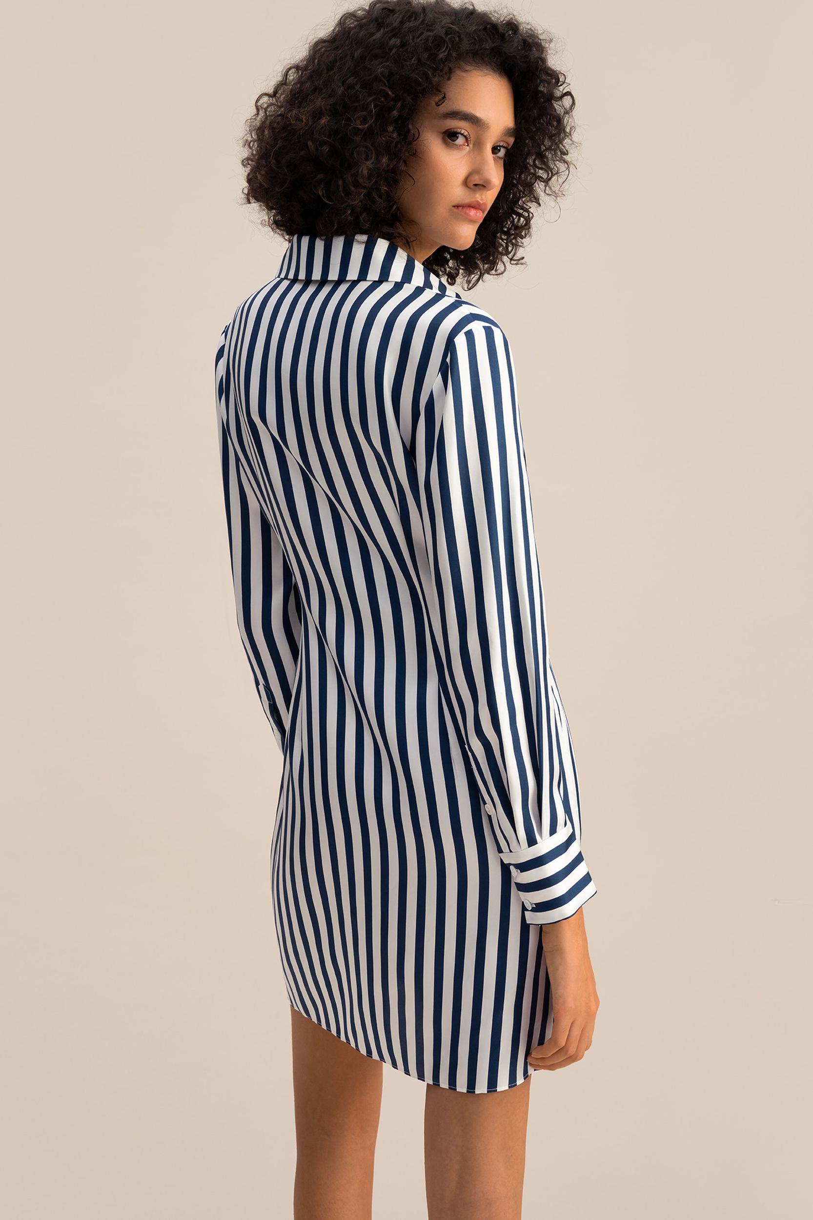 Amalfi Stripe Wrap Silk Shirtdress Product Image