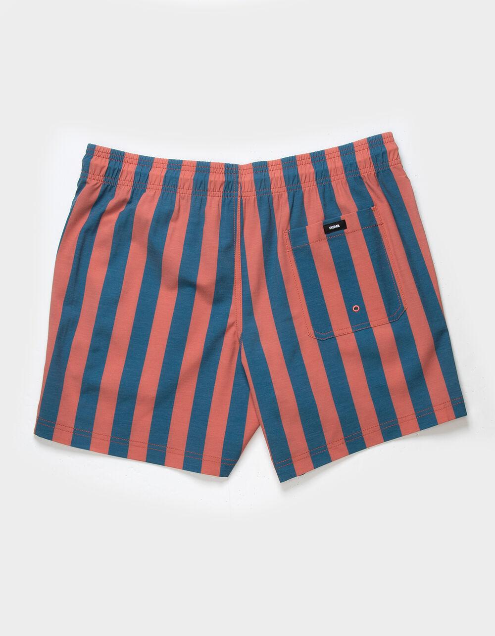 RSQ Mens 2 Color Stripe 5" Swim Shorts - RED/BLUE Product Image