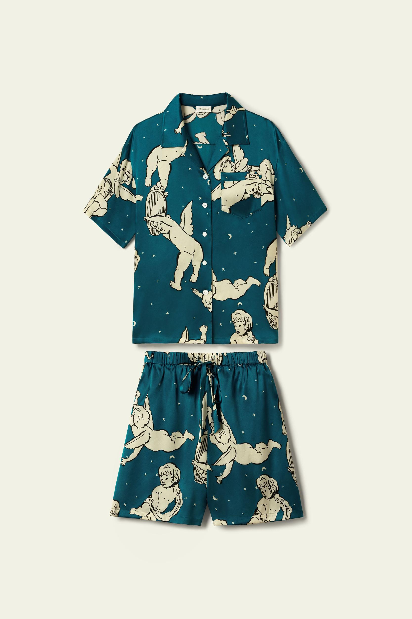 Gemini Zodiac Short Silk Pajama Set Product Image
