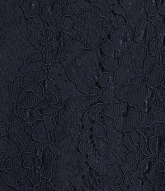 Caroline Plus Size Floral Lace Round Neck 3/4 Sleeve Bodice Lined Shift Dress Product Image