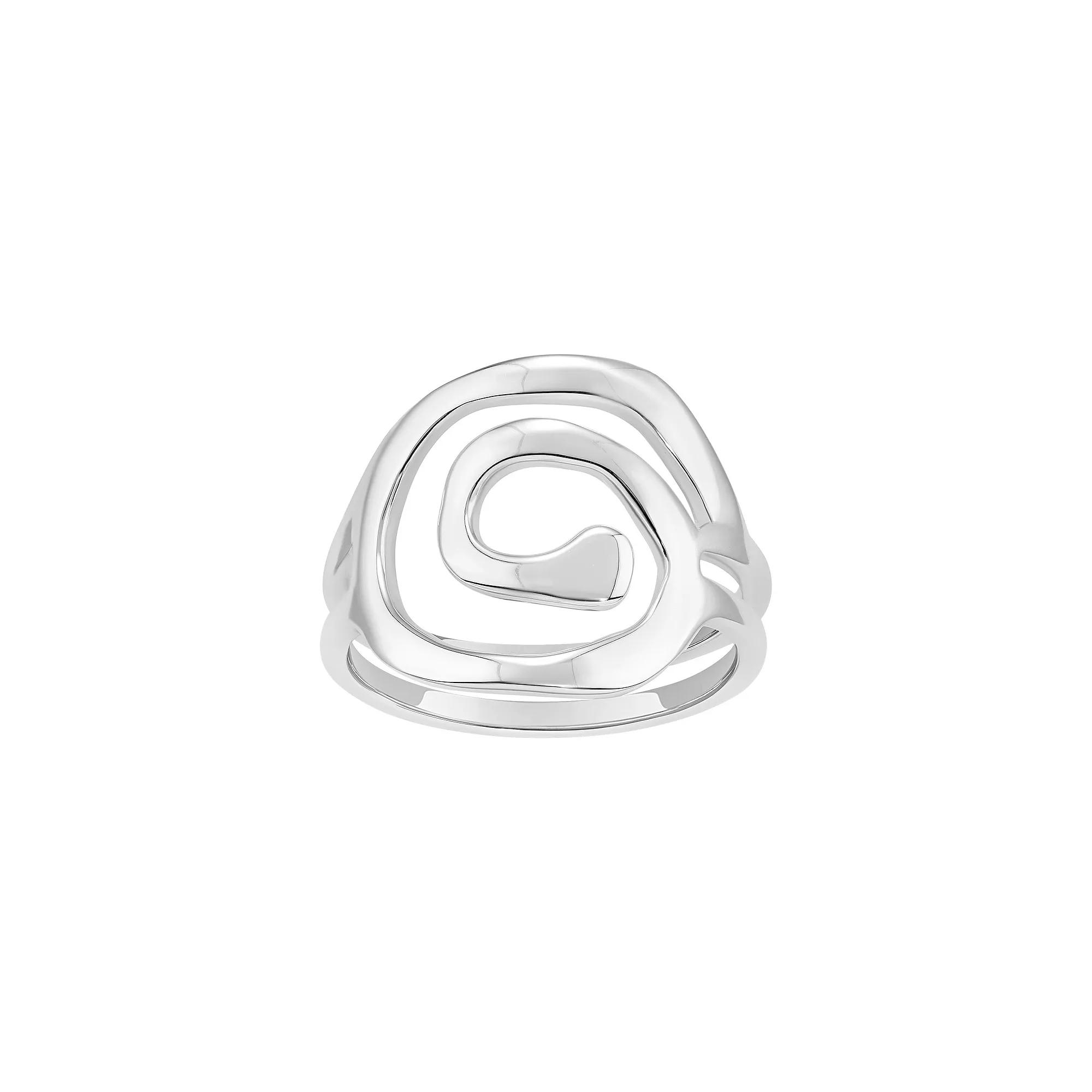 PRIMROSE Polished Swirl Double Band Ring, Women's, Size: 7, Silver Tone Product Image