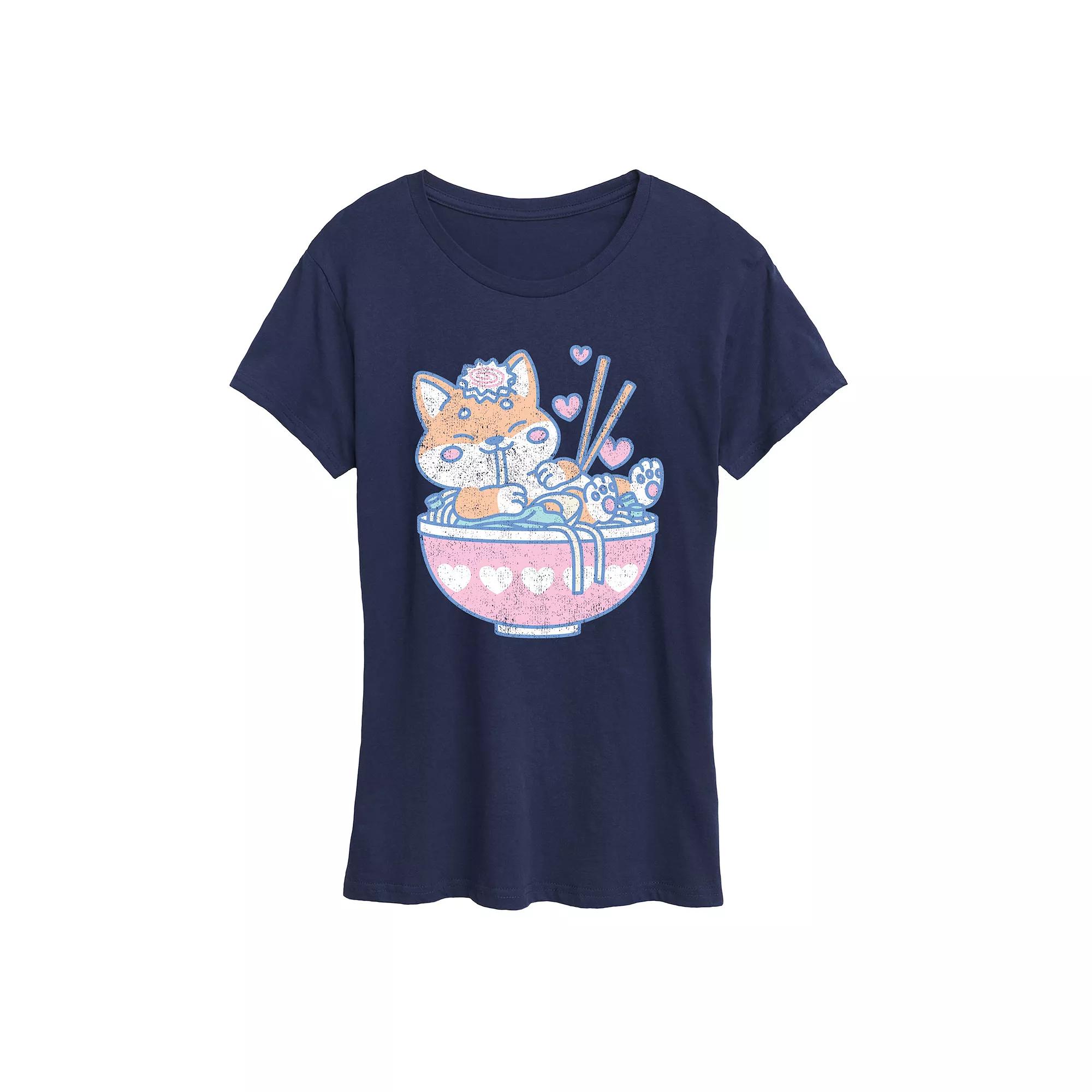 Women's Kawaii Ramen Shiba Inu Graphic Tee,  Product Image