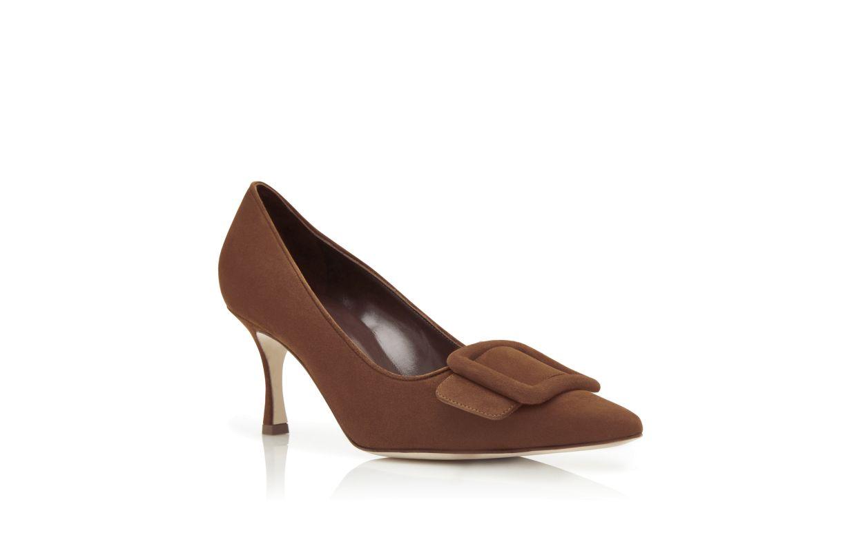 MAYSALEPUMP 70 Brown Suede Buckle Detail Pumps Product Image