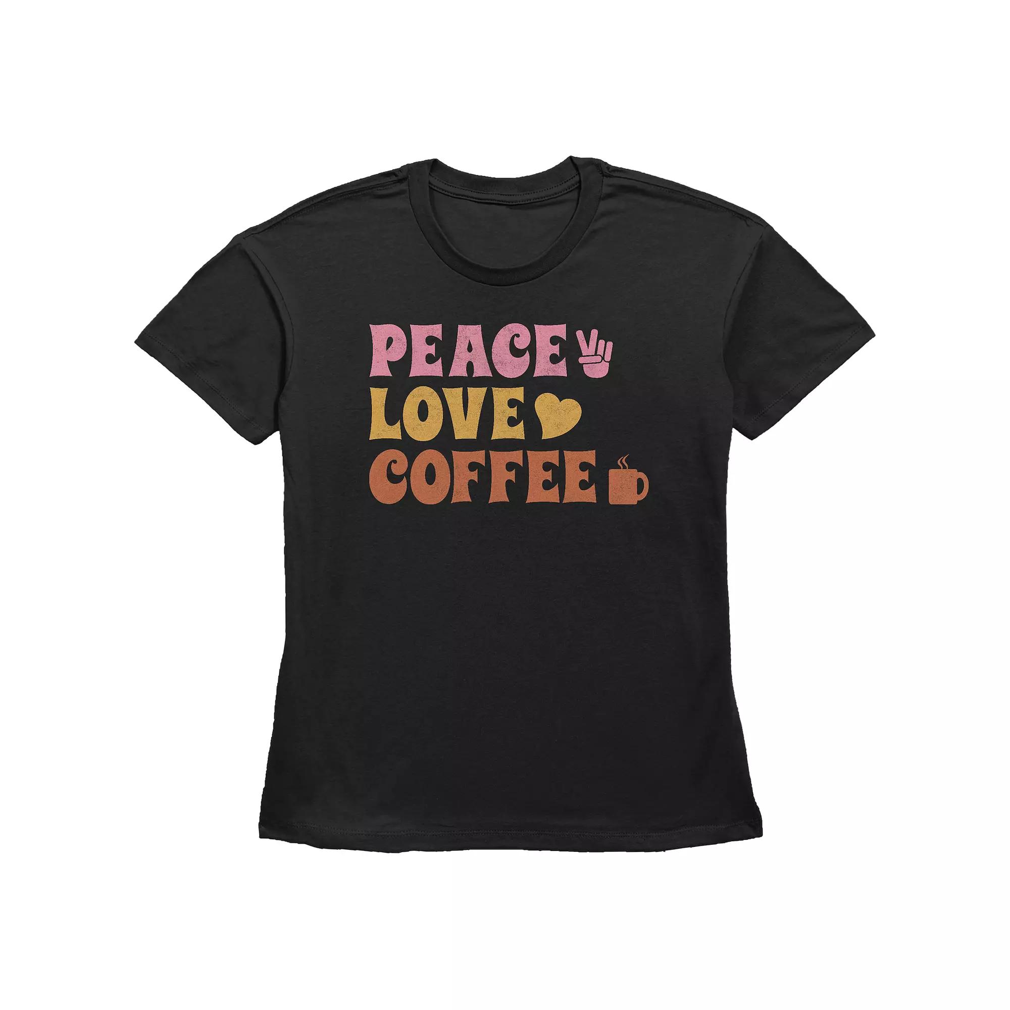 Women's Fifth Sun "Peace Love Coffee" Stacked Hippy Text Graphic Tee, Girl's,  Product Image