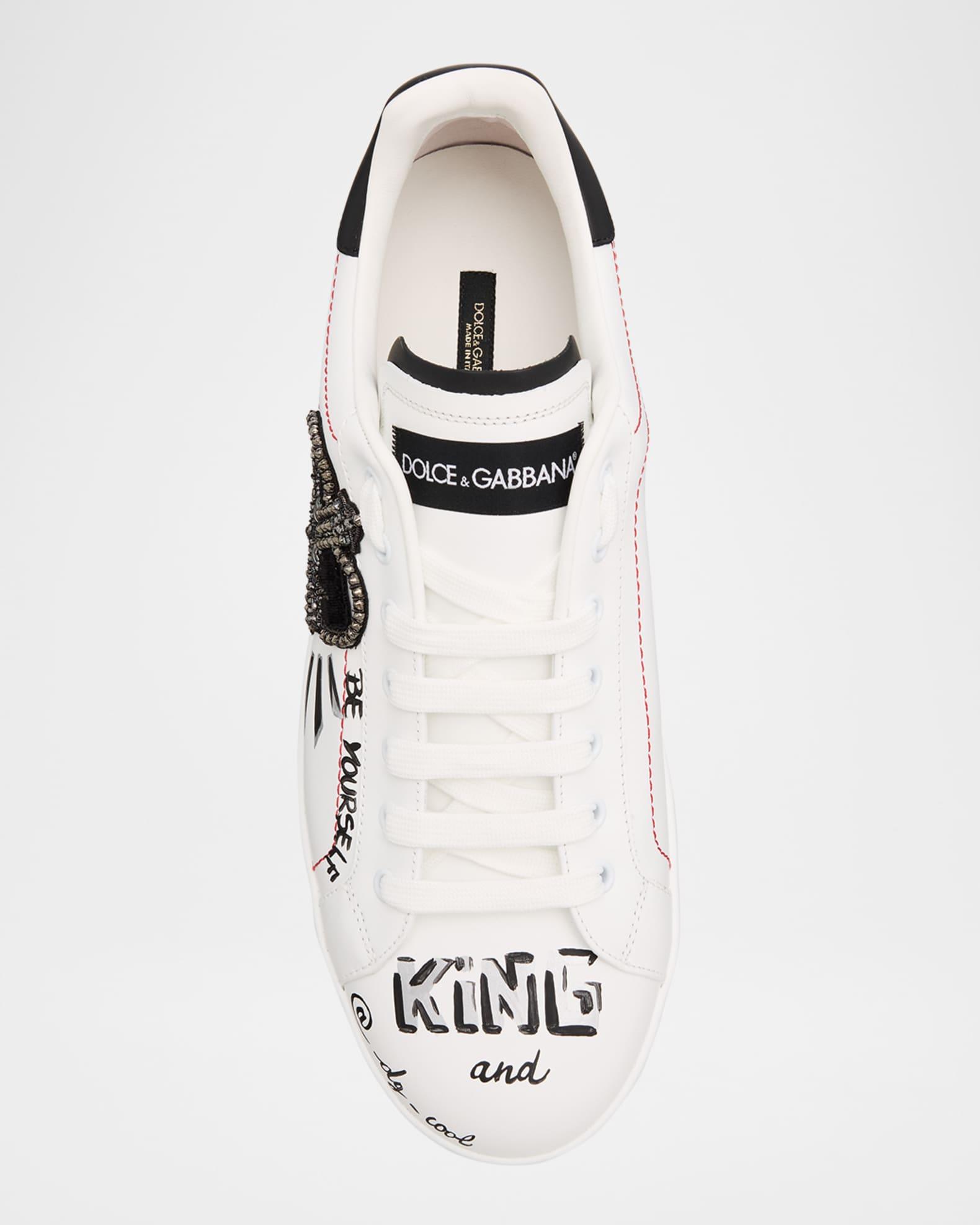 Men's Portofino Printed Leather Sneakers with Patch Product Image
