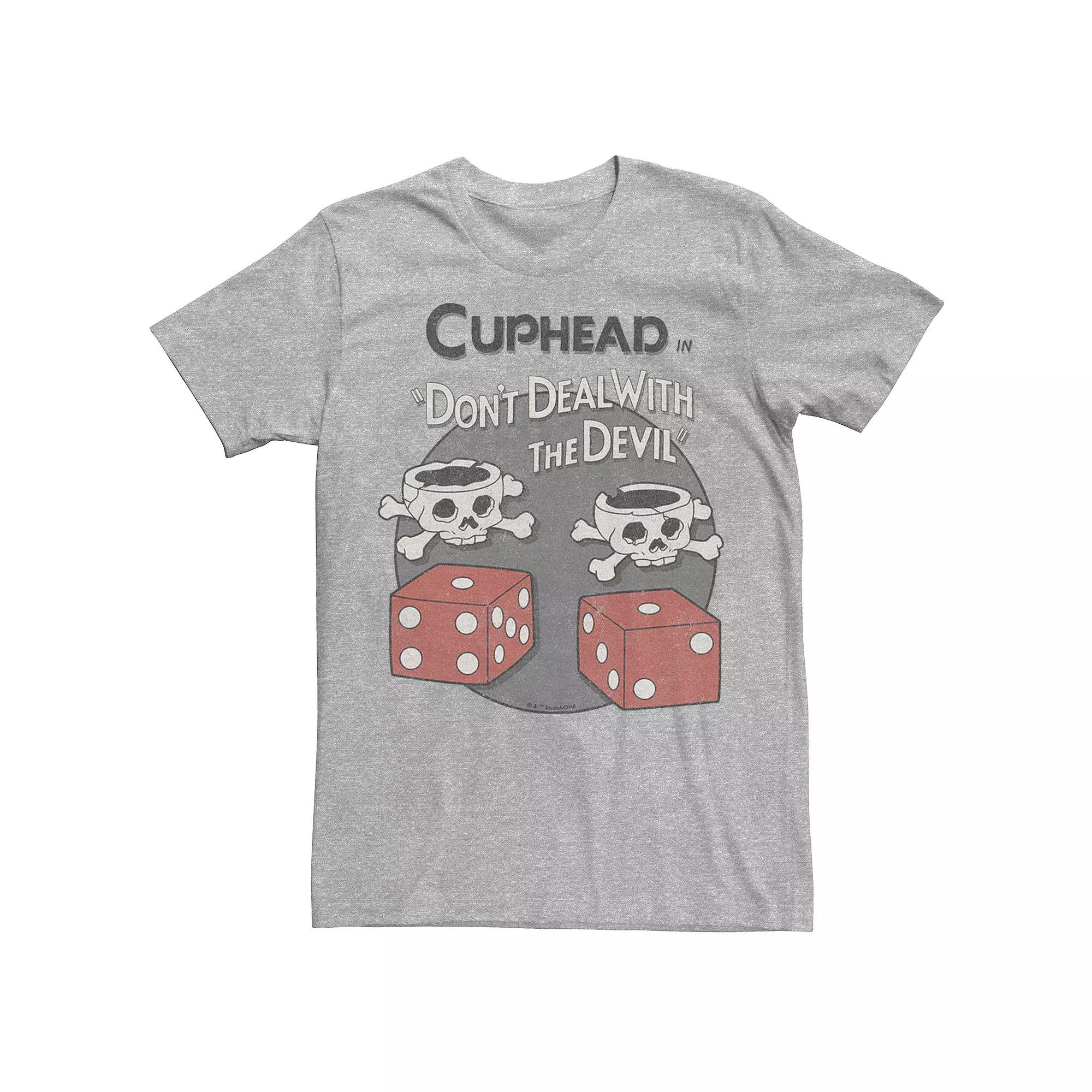 Men's Cuphead Bones And Devil Dice Graphic Tee, Size: 3XL, Athletic Grey Product Image