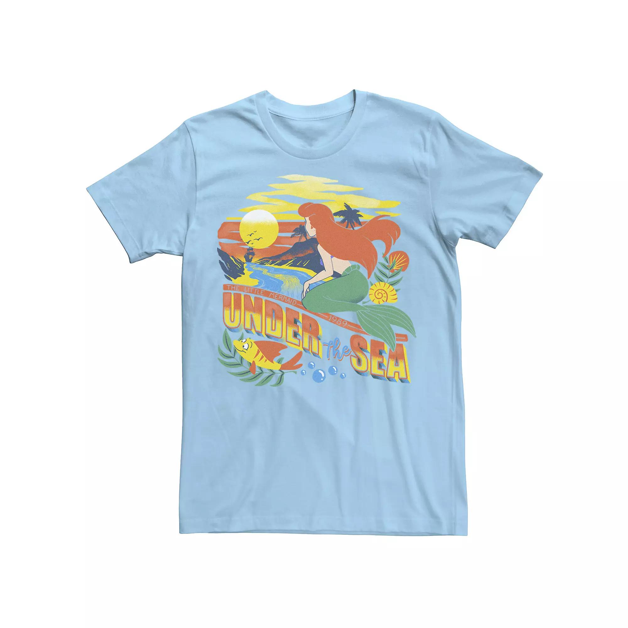 Disney's The Little Mermaid Ariel Men's Under The Sea Tee, Size: Small, Light Blue Product Image