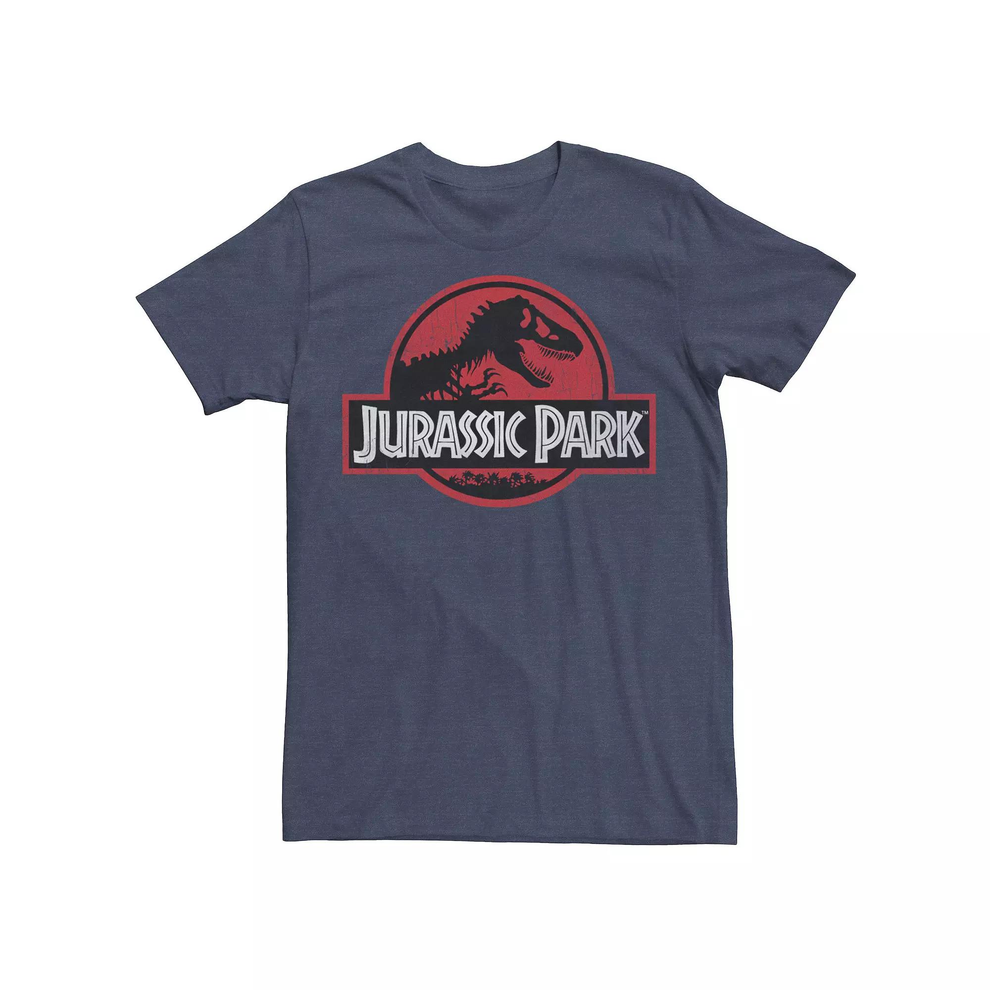 Mens Jurassic Park Logo Gradient Sunset Tee Red Grey Product Image