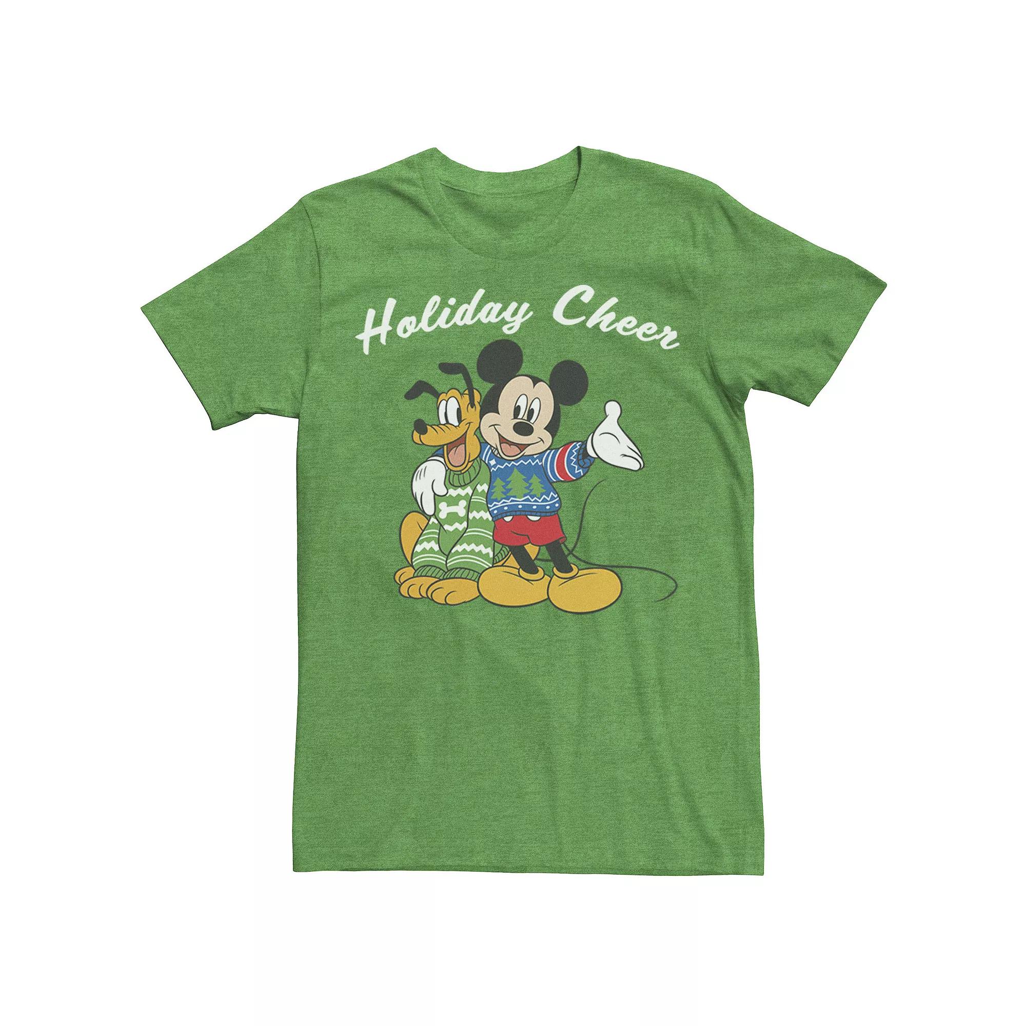 Disney's Mickey And Pluto Holiday Cheer Christmas Men's Tee,  Product Image