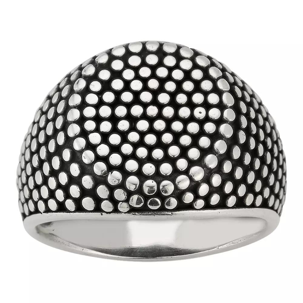 Menster Men's Sterling Silver Oxidized Dotted Signet Ring, Size: 9 Product Image