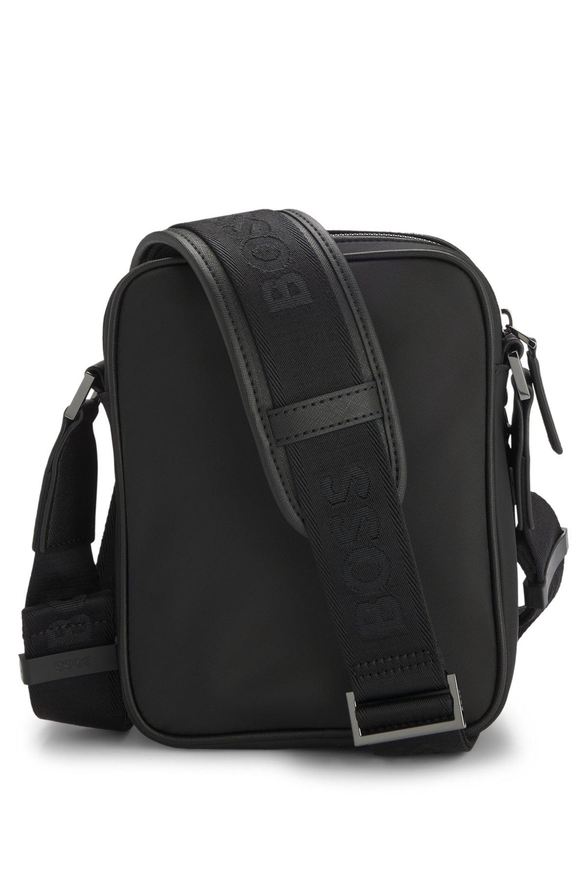BOSS - Twill reporter bag with Double B monogram - Black Product Image