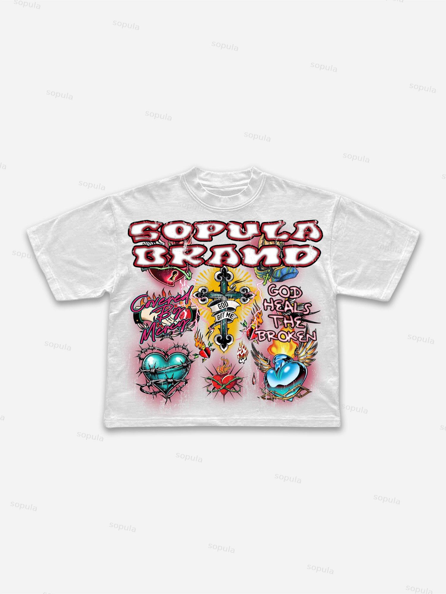 Jesus God Sacred Heart Brand Graphic Cropped T-shirt Product Image