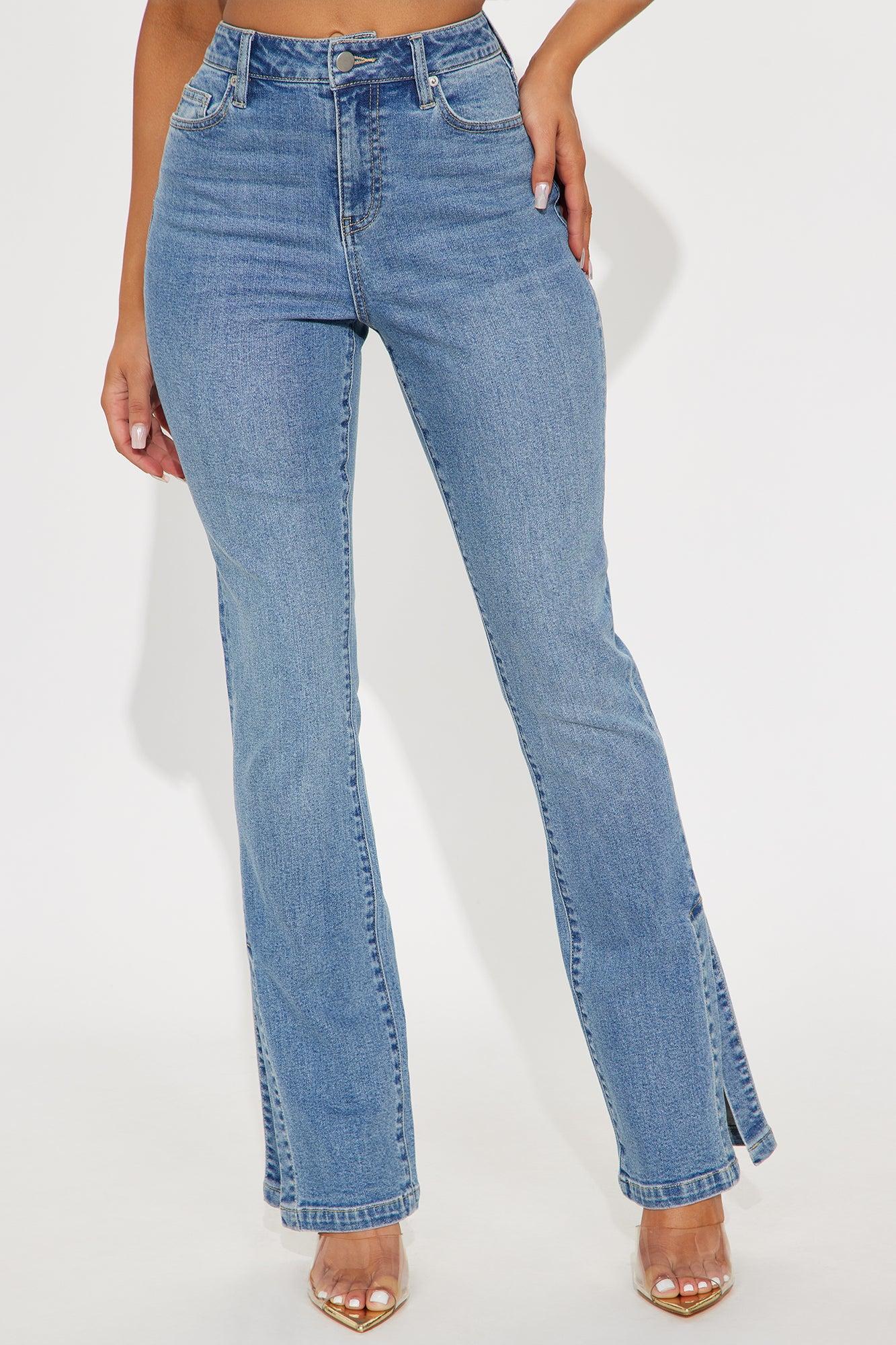 Riley Split Hem Stretch Flare Jeans - Medium Wash Female Product Image