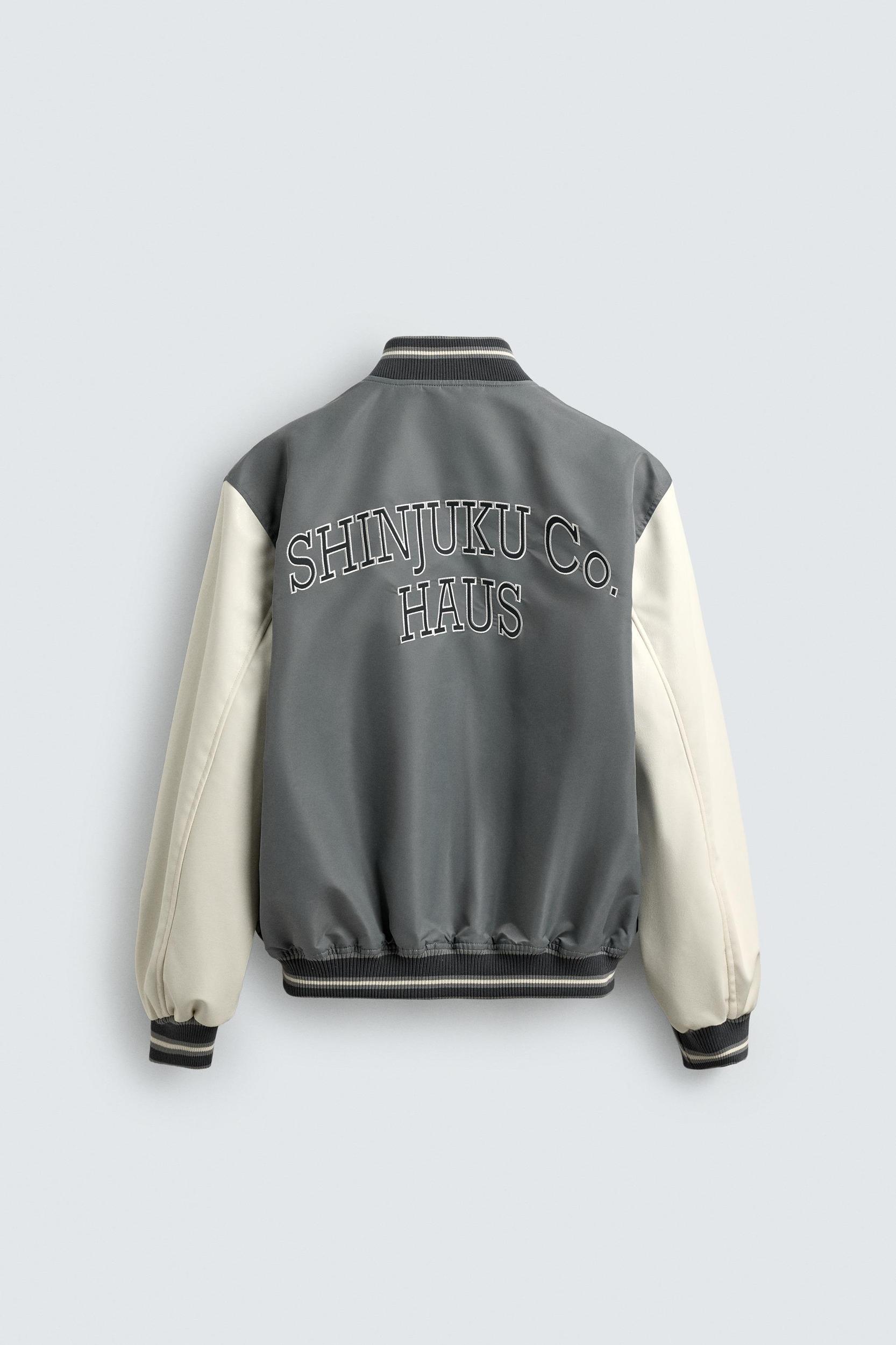 CONTRAST EMBROIDERY BOMBER JACKET Product Image
