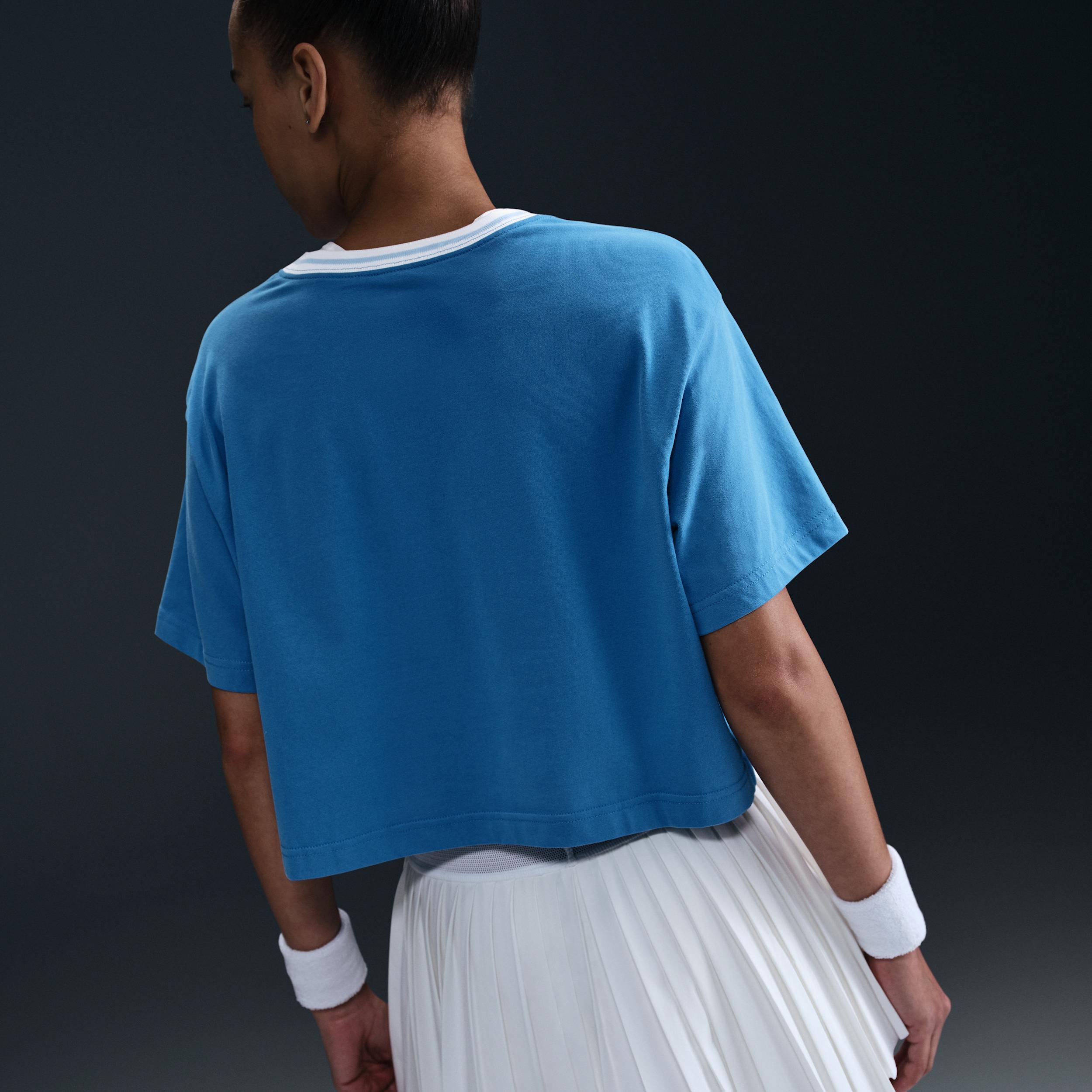 Nike Womens Heritage Dri-FIT Short-Sleeve Cropped T-Shirt | HJ3640-402 Product Image