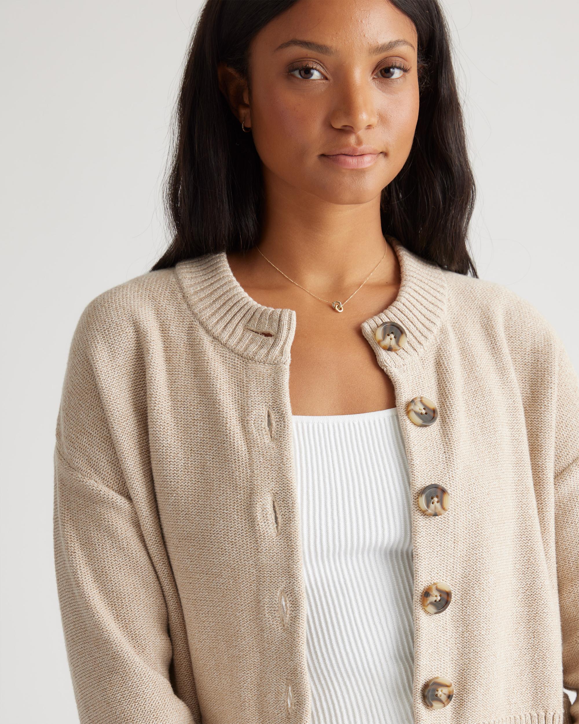 Quince | Women's Cropped Cardigan Sweater Organic Cotton Product Image
