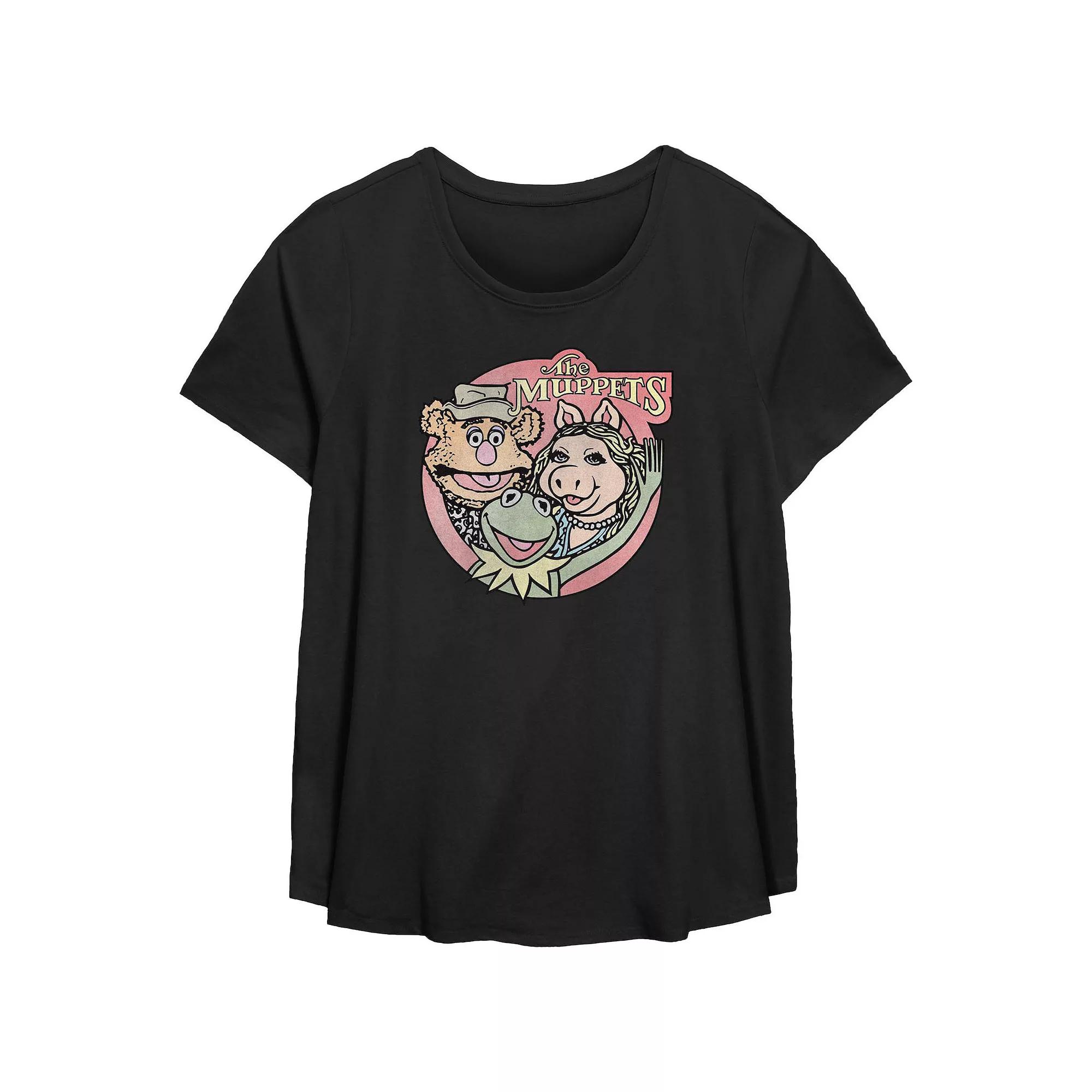 Plus Size The Muppets Classic Group Scoop Hem Flow Graphic Tee, Women's, Size: 1XL, Black Product Image
