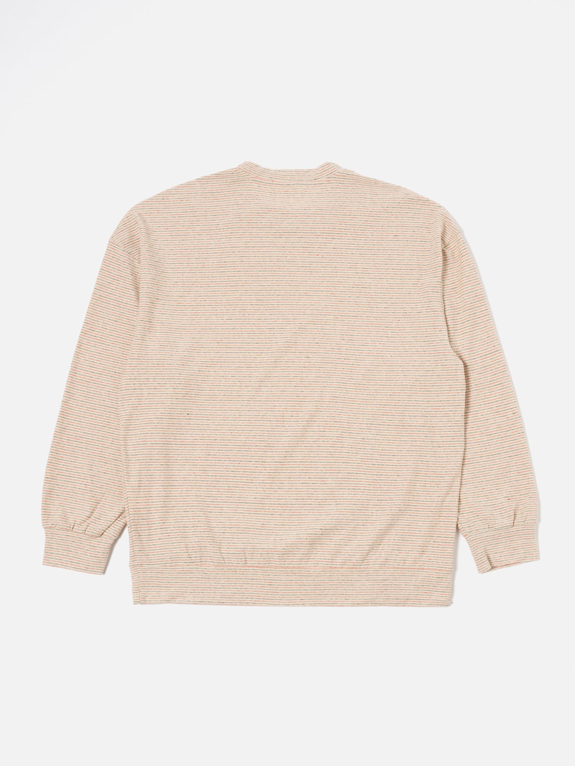 Ecru Stripe Lincot Jersey Loose Sweatshirt Product Image