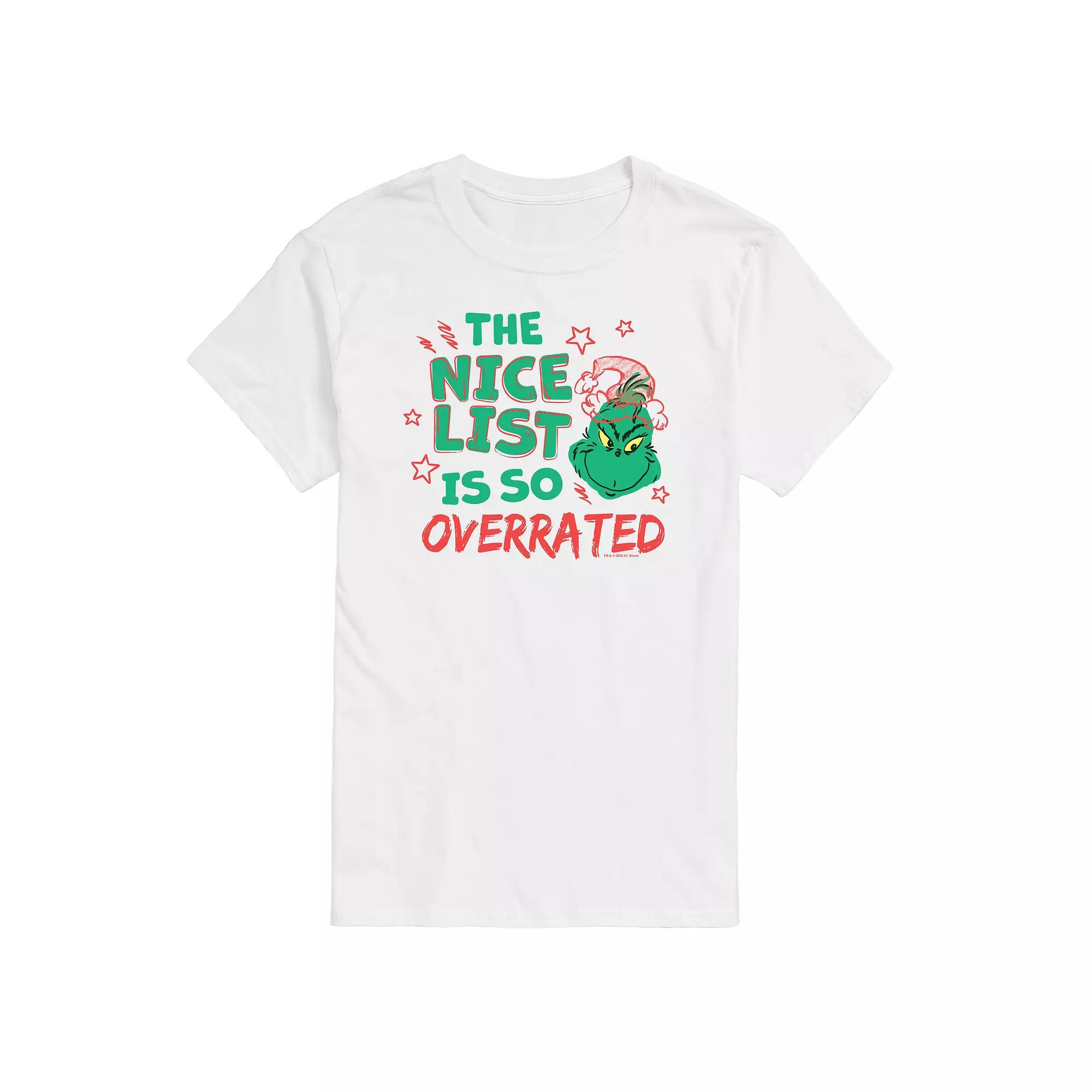Men's Dr. Seuss The Grinch Nice List Overrated Graphic Tee,  Product Image