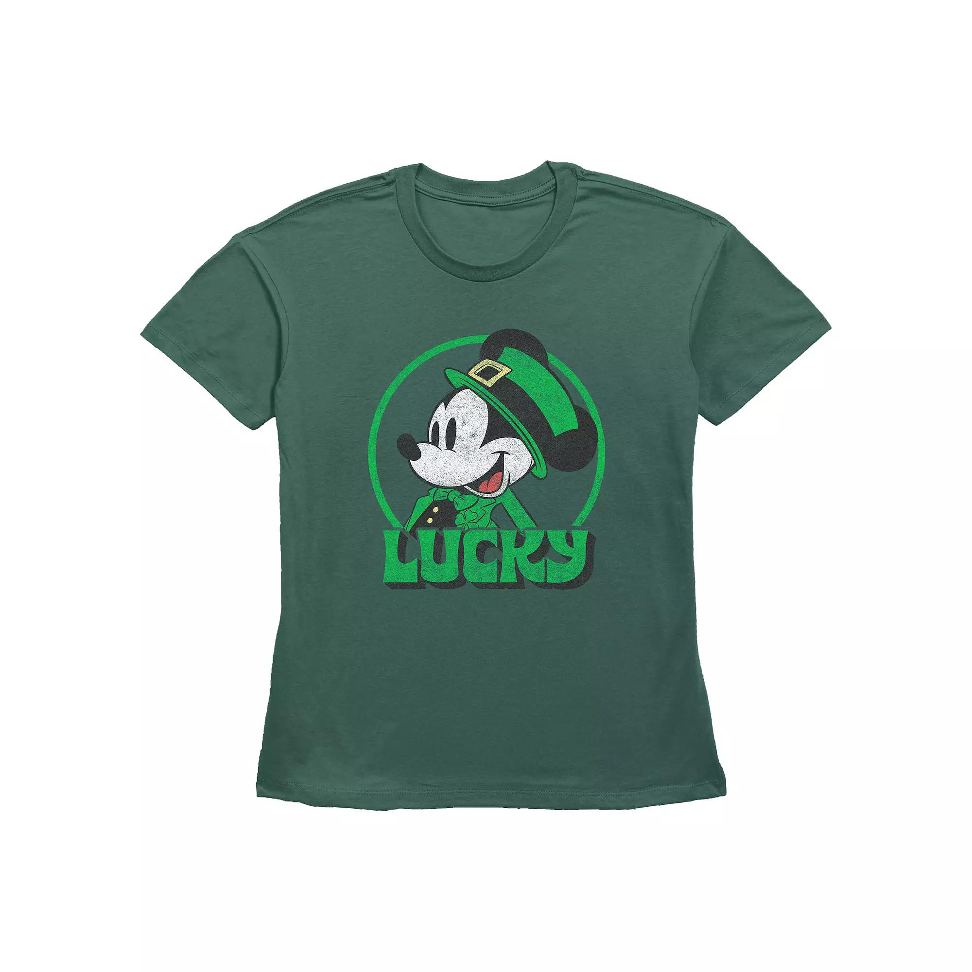 Disney's Mickey Mouse Lucky Mouse Women's Graphic Tee, Size: XS, Green Product Image