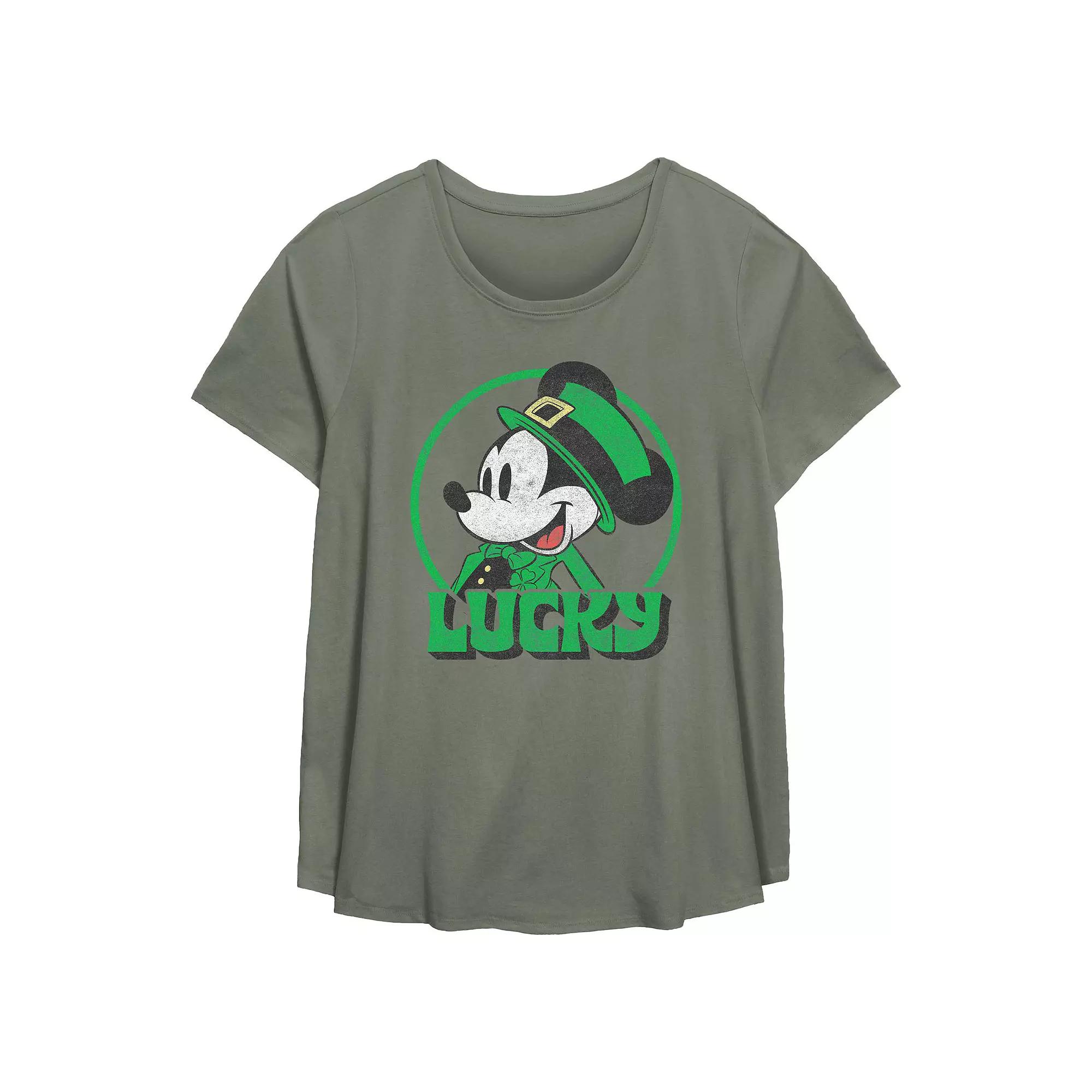 Disney's Mickey Mouse Lucky Mouse Plus Size Flowy Graphic Tee, Women's, Size: 5XL, Green Product Image