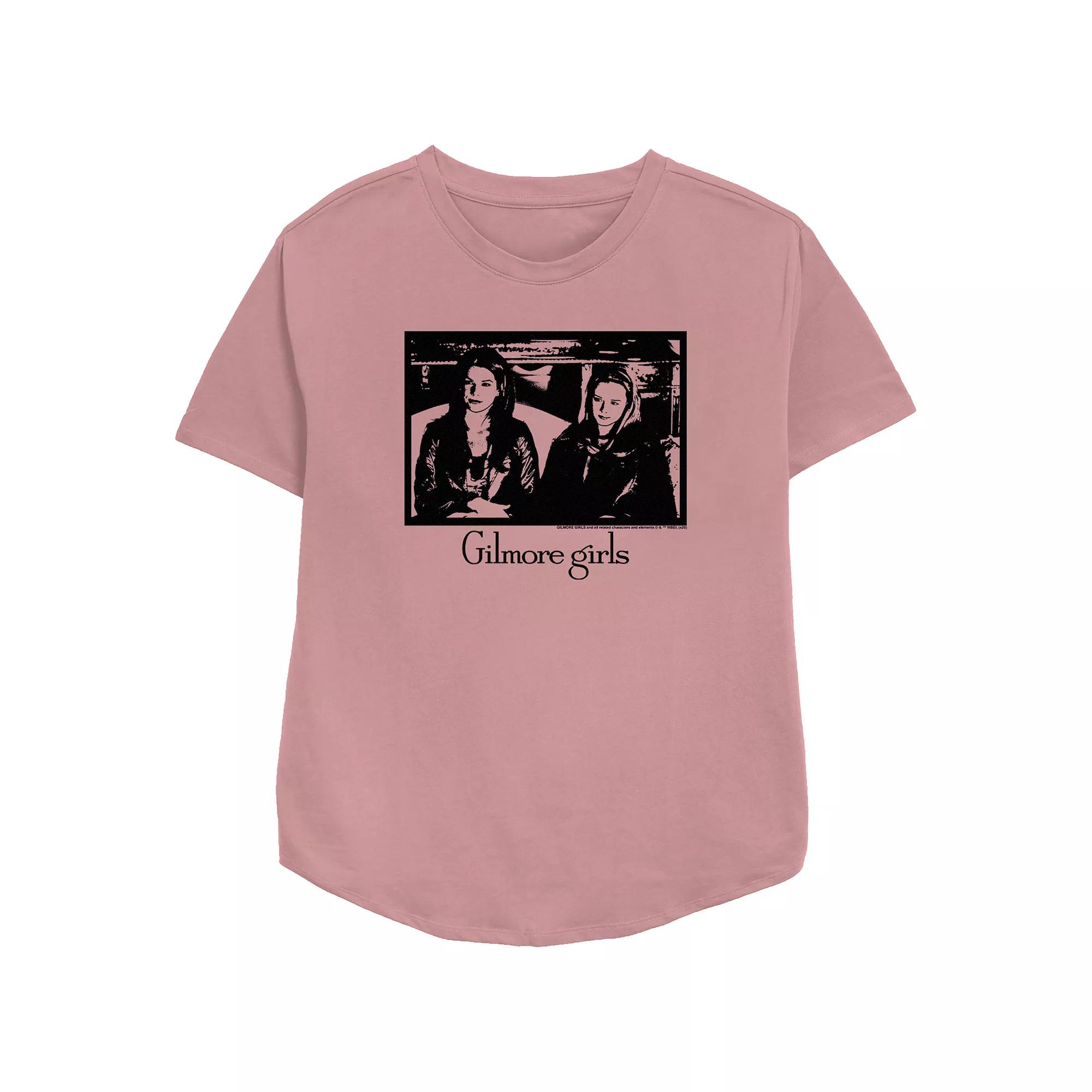 Women's Gilmore Girls Rory & Lorelai Portrait Relaxed Fit Graphic Tee, Girl's, Size: XL, Pink Product Image
